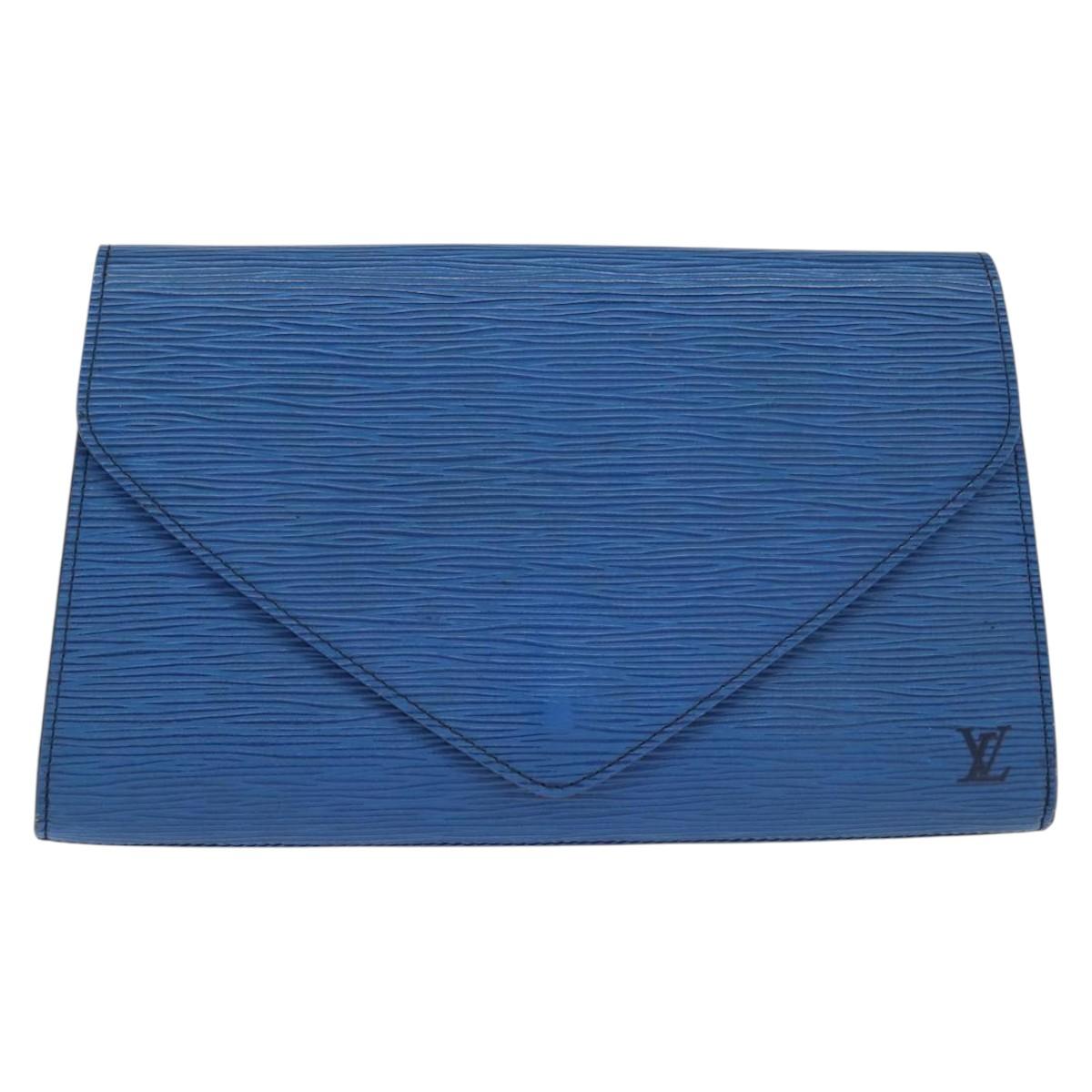 LOUIS VUITTON Epi Art Deco Clutch Bag Blue M52635 LV Auth BA7217