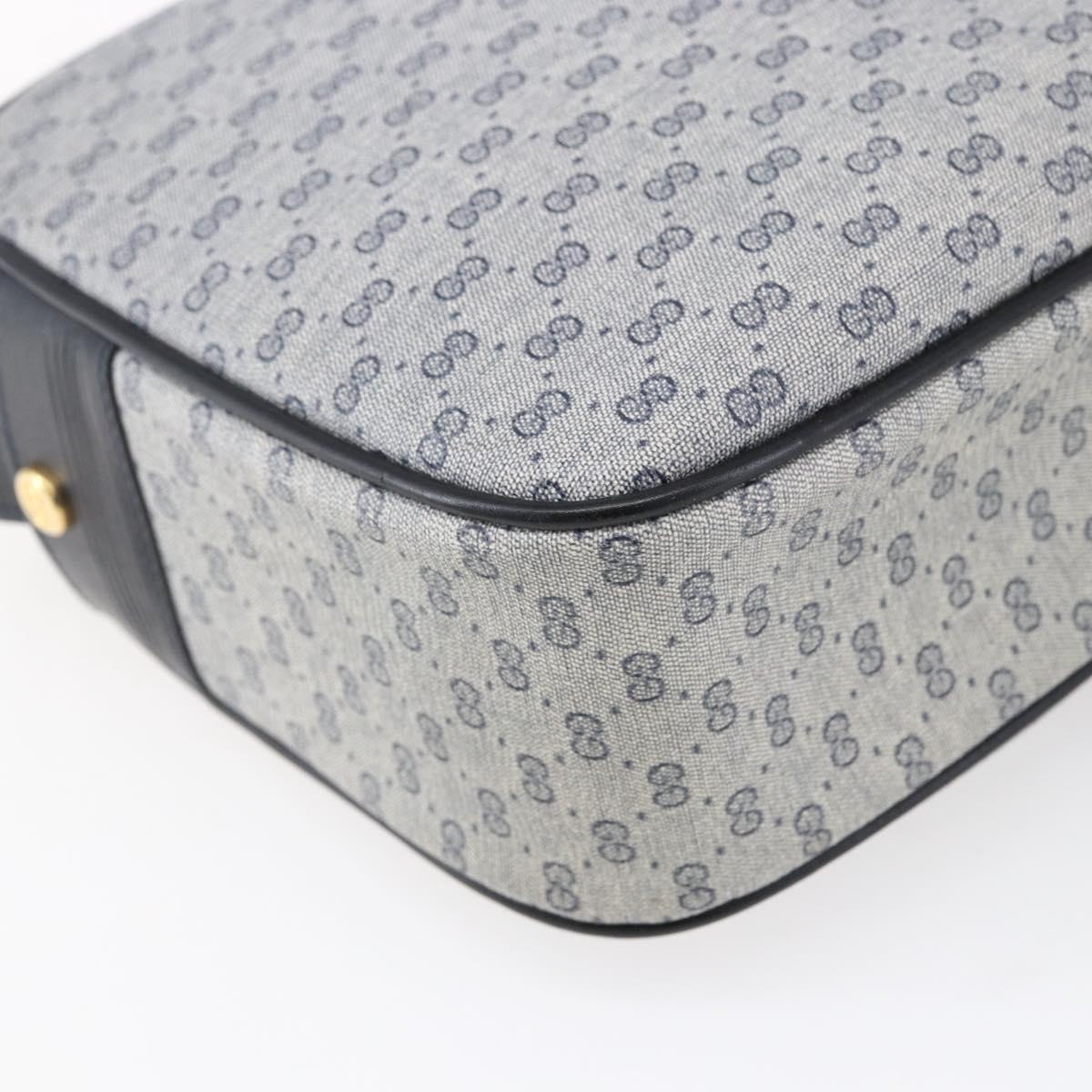 GUCCI Micro GG Canvas Shoulder Bag PVC Leather Navy Gold Auth BA7238