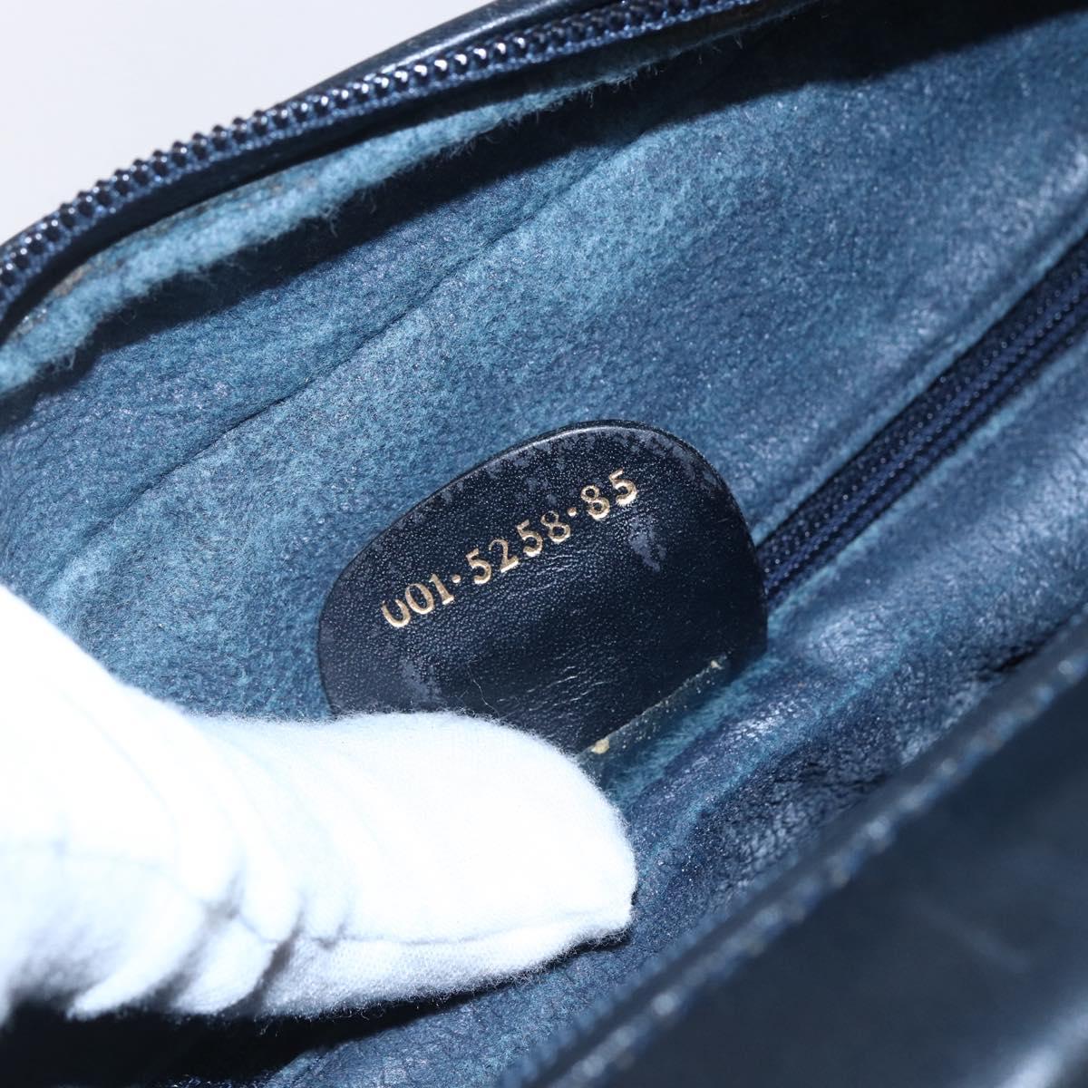 GUCCI Micro GG Canvas Shoulder Bag PVC Leather Navy Gold Auth BA7238