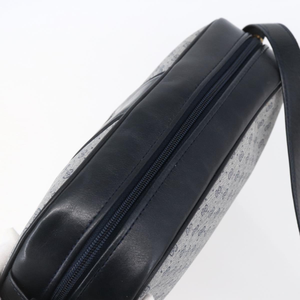 GUCCI Micro GG Canvas Shoulder Bag PVC Leather Navy Gold Auth BA7238