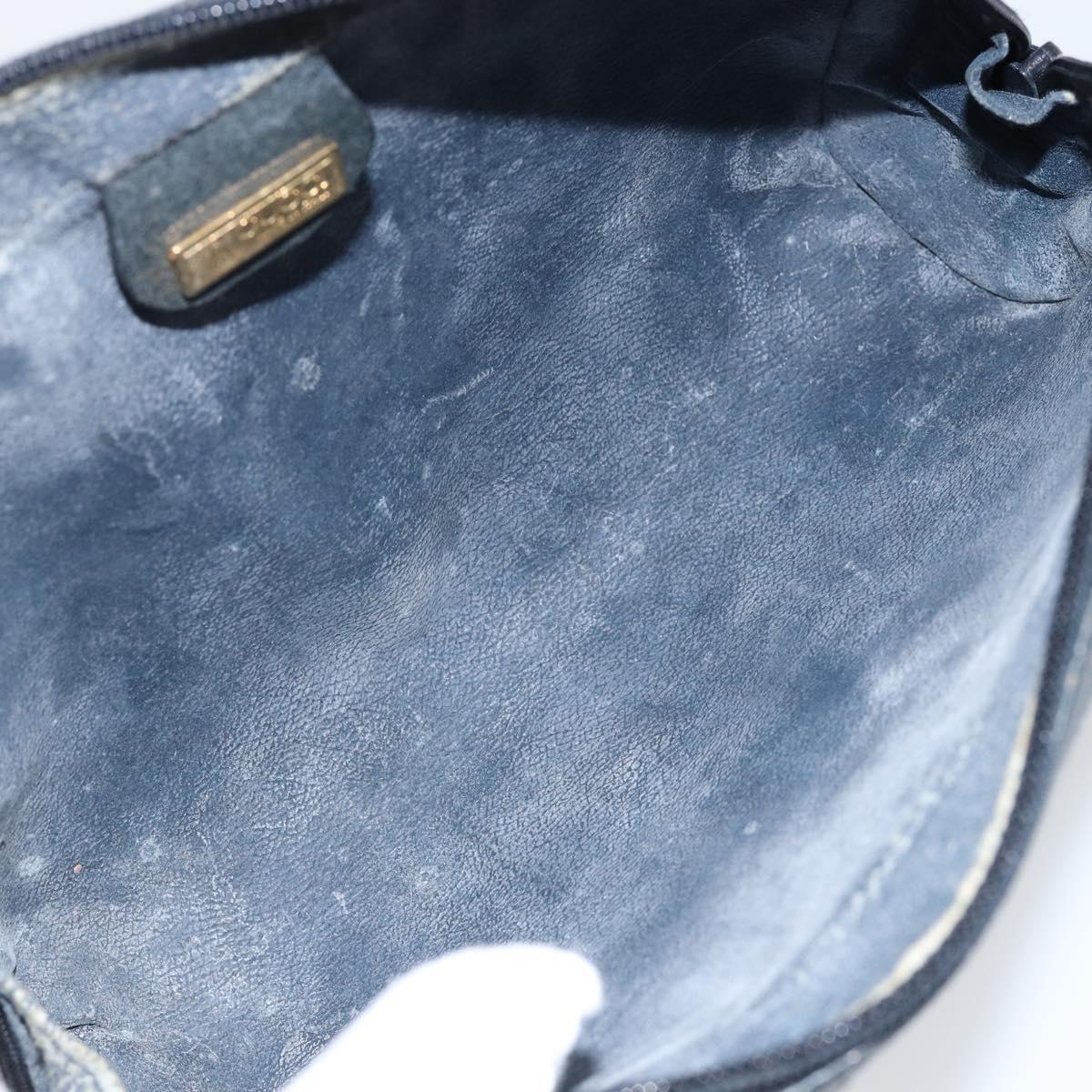 GUCCI Micro GG Canvas Clutch Bag PVC Leather Navy Gold 014 89 0094 Auth BA7239