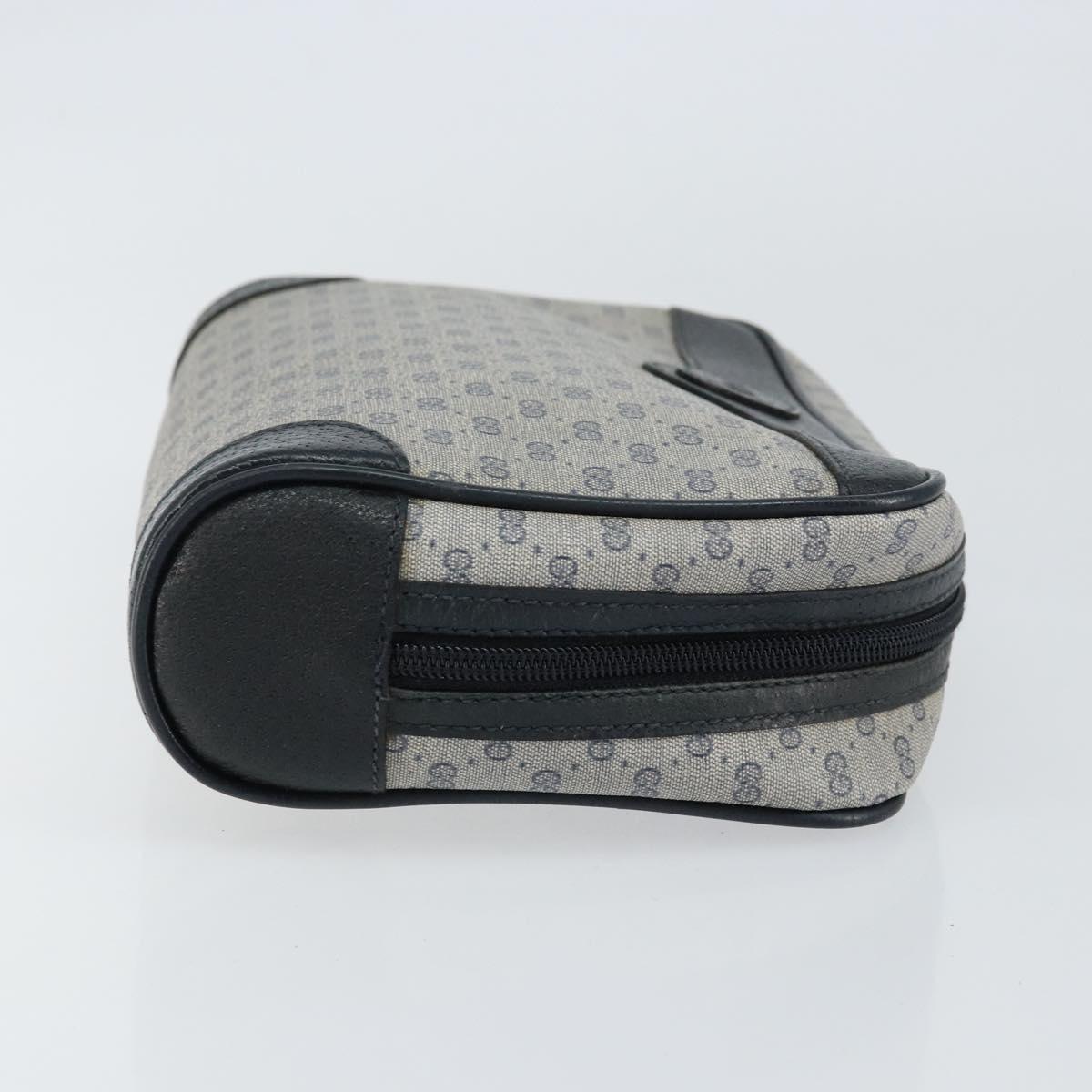 GUCCI Micro GG Canvas Clutch Bag PVC Leather Navy Gold 014 89 0094 Auth BA7239