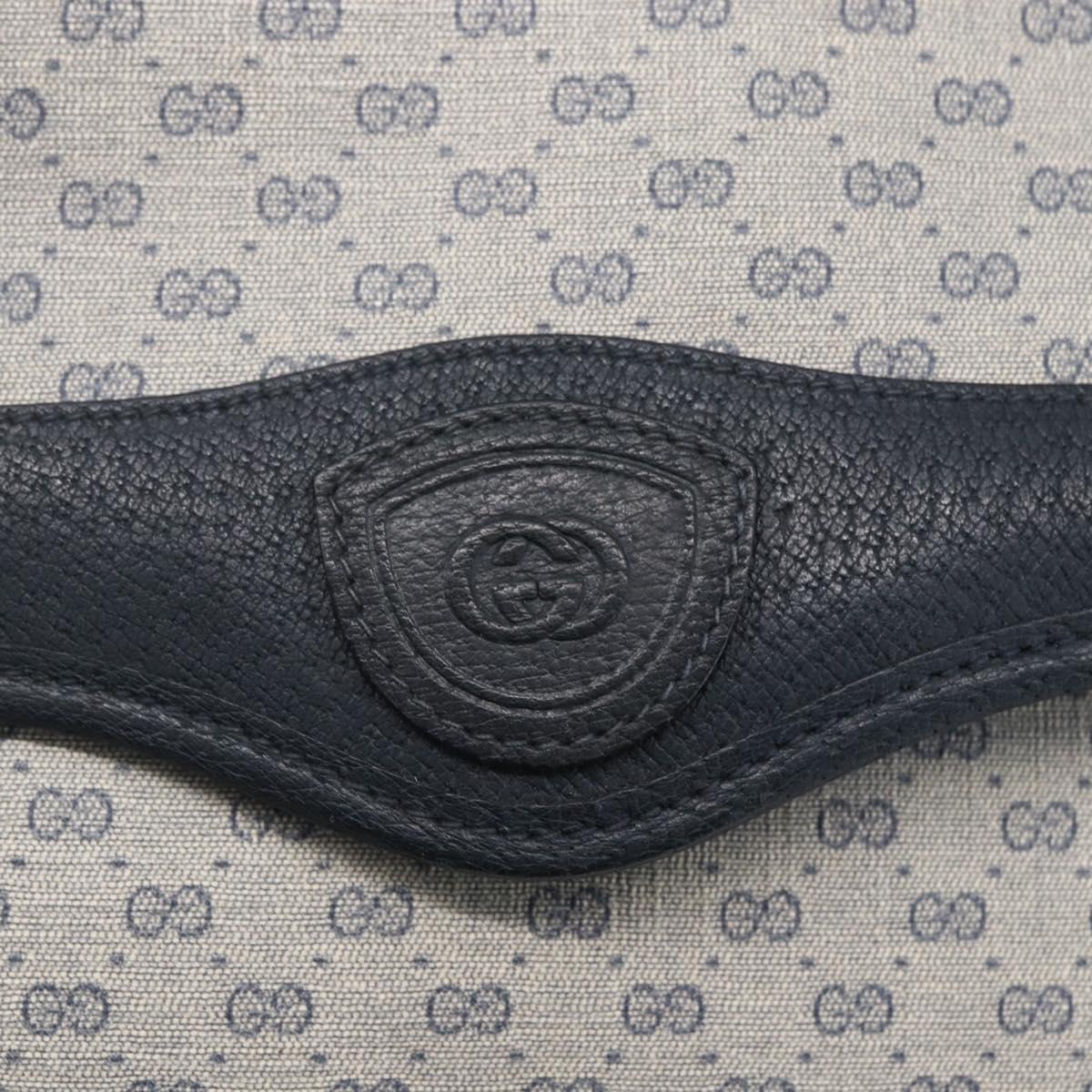 GUCCI Micro GG Canvas Bag PVC Leather Navy Gold 004 161 0670 Auth BA7240