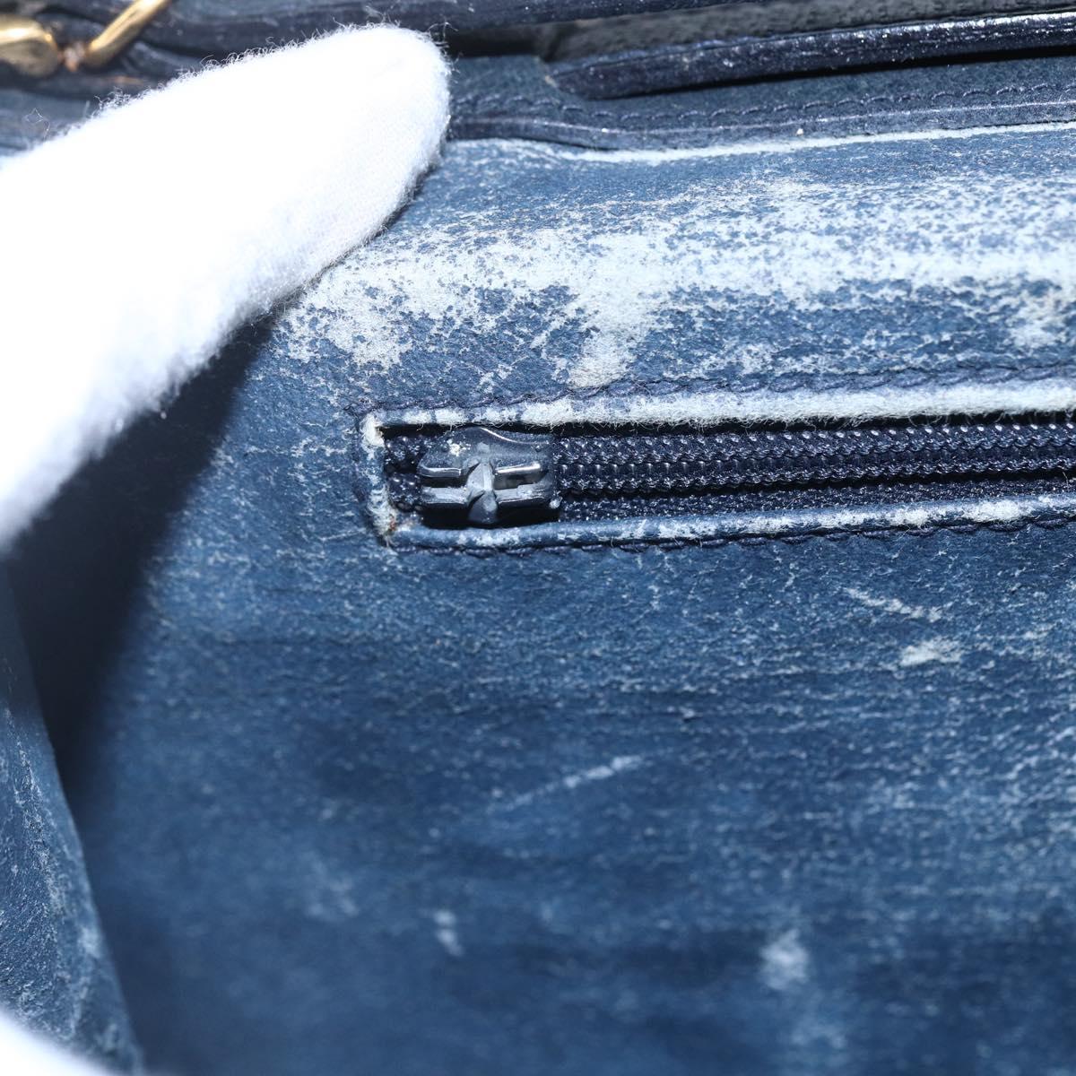 GUCCI Micro GG Canvas Bag PVC Leather Navy Gold 004 161 0670 Auth BA7240