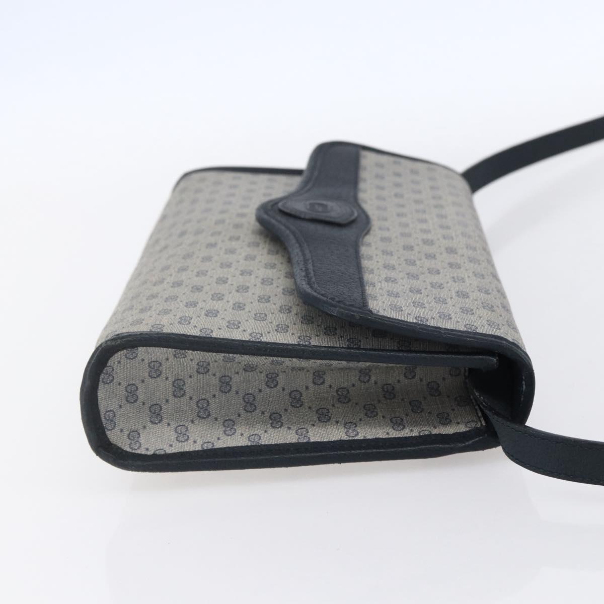 GUCCI Micro GG Canvas Bag PVC Leather Navy Gold 004 161 0670 Auth BA7240