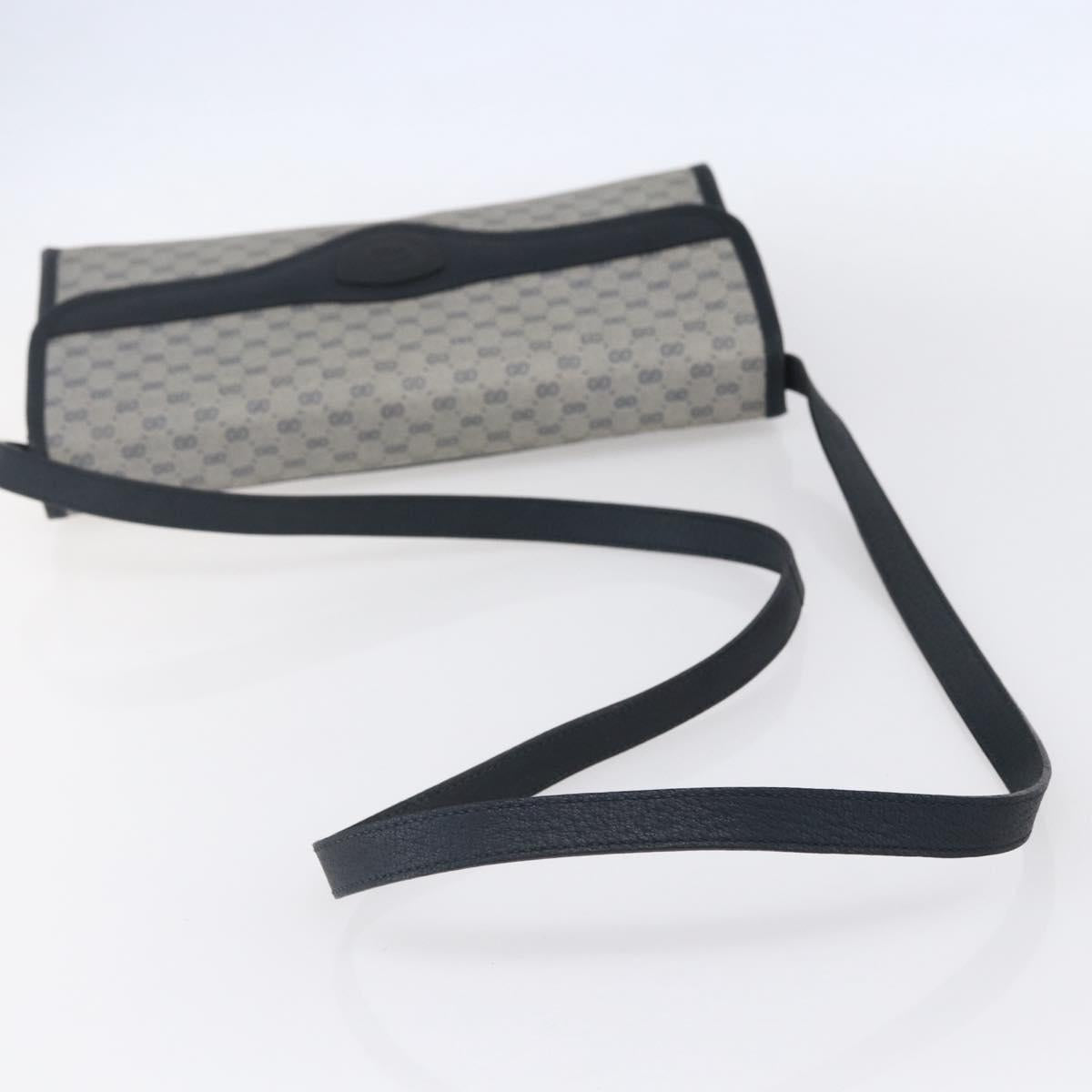 GUCCI Micro GG Canvas Bag PVC Leather Navy Gold 004 161 0670 Auth BA7240