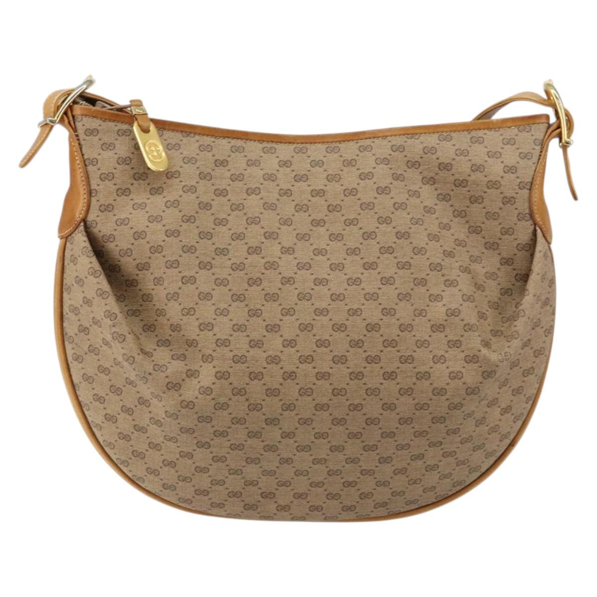 GUCCI Micro GG Supreme Shoulder Bag PVC Beige Gold 001 256 1324 Auth BA7242