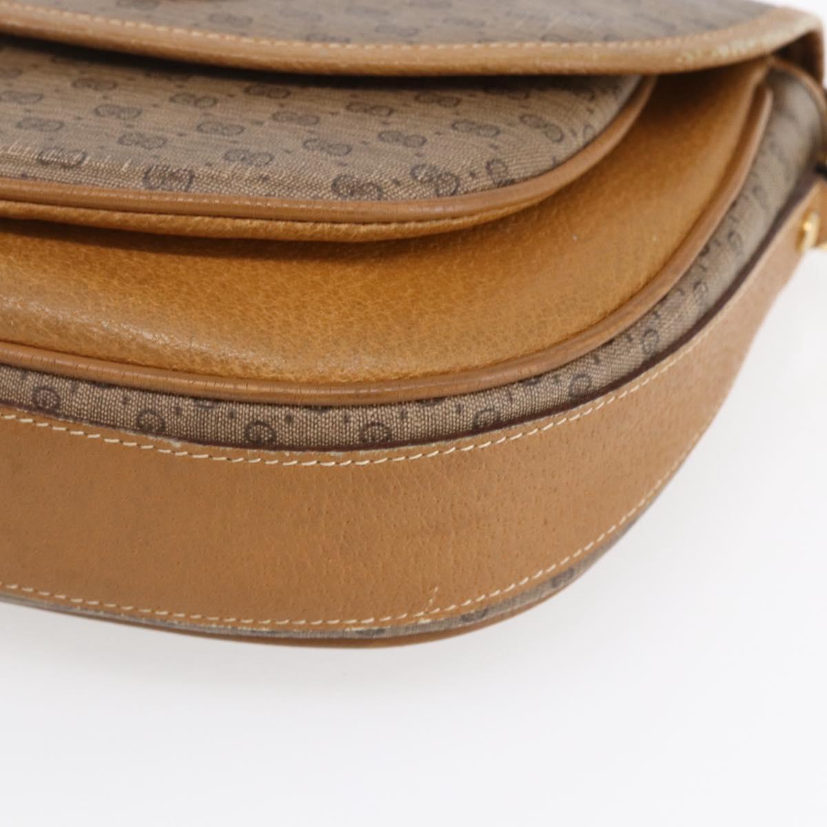 GUCCI Micro GG Supreme Shoulder Bag PVC Beige Gold Auth BA7246