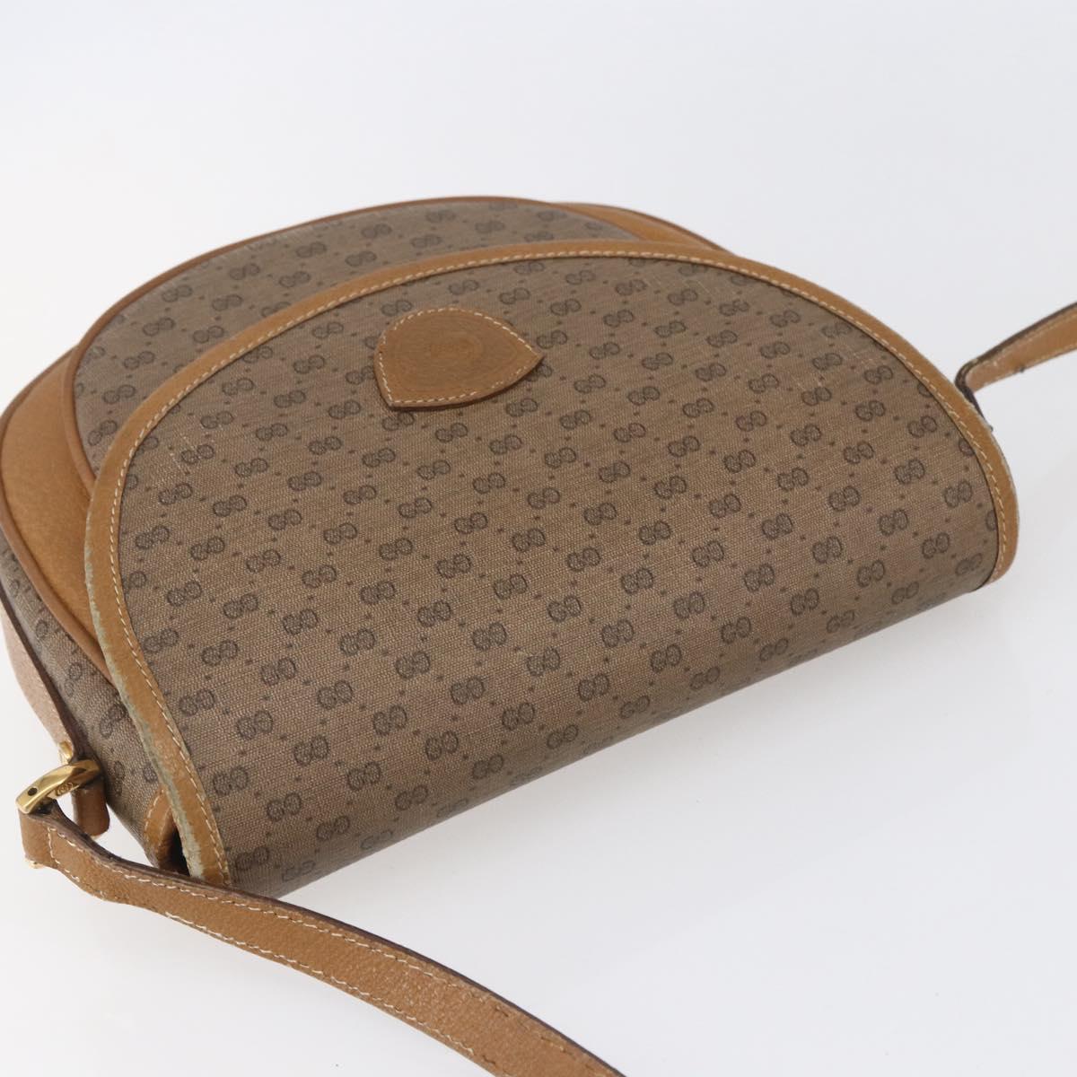 GUCCI Micro GG Supreme Shoulder Bag PVC Beige Gold Auth BA7246