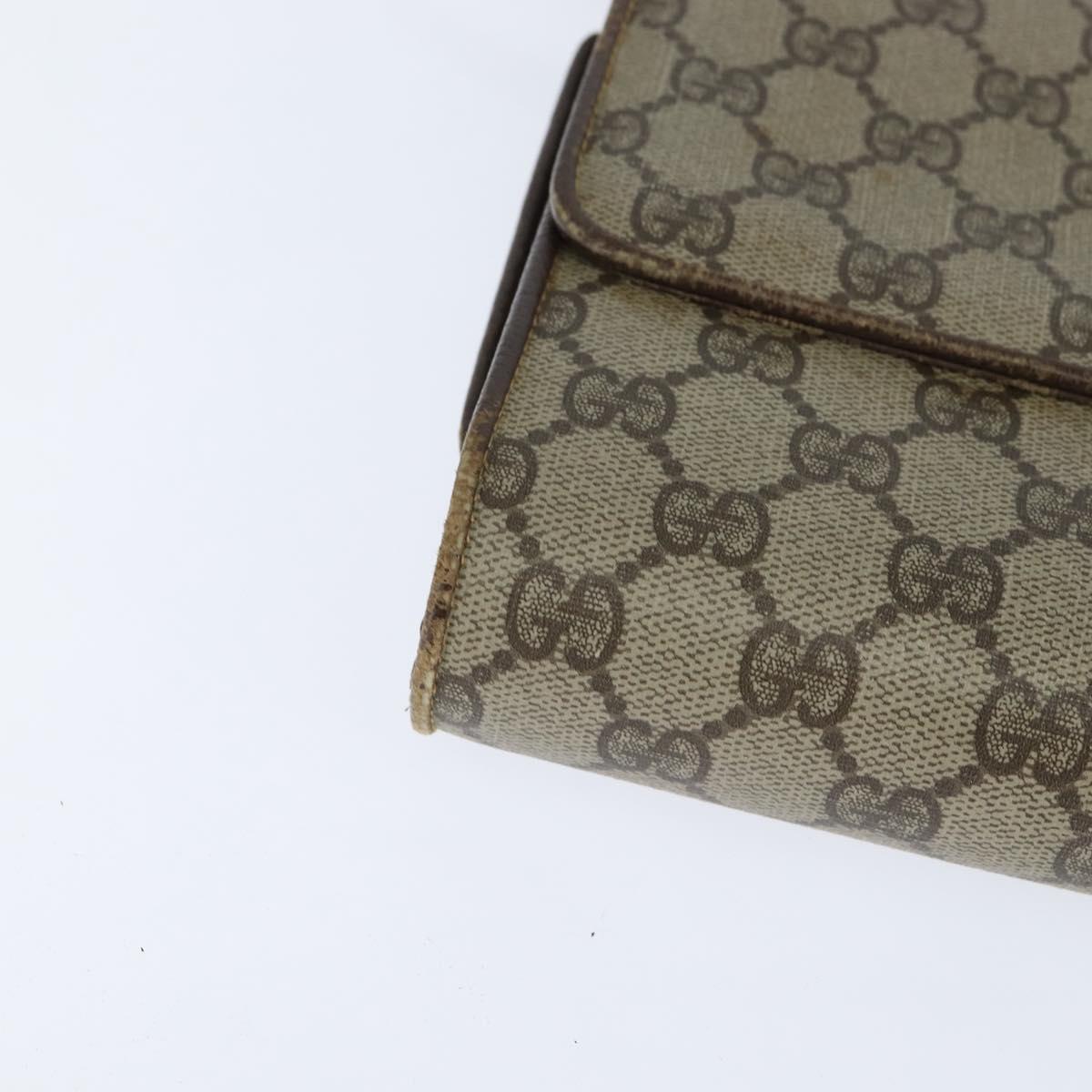 GUCCI GG Supreme Shoulder Bag PVC Beige Gold Auth BA7249