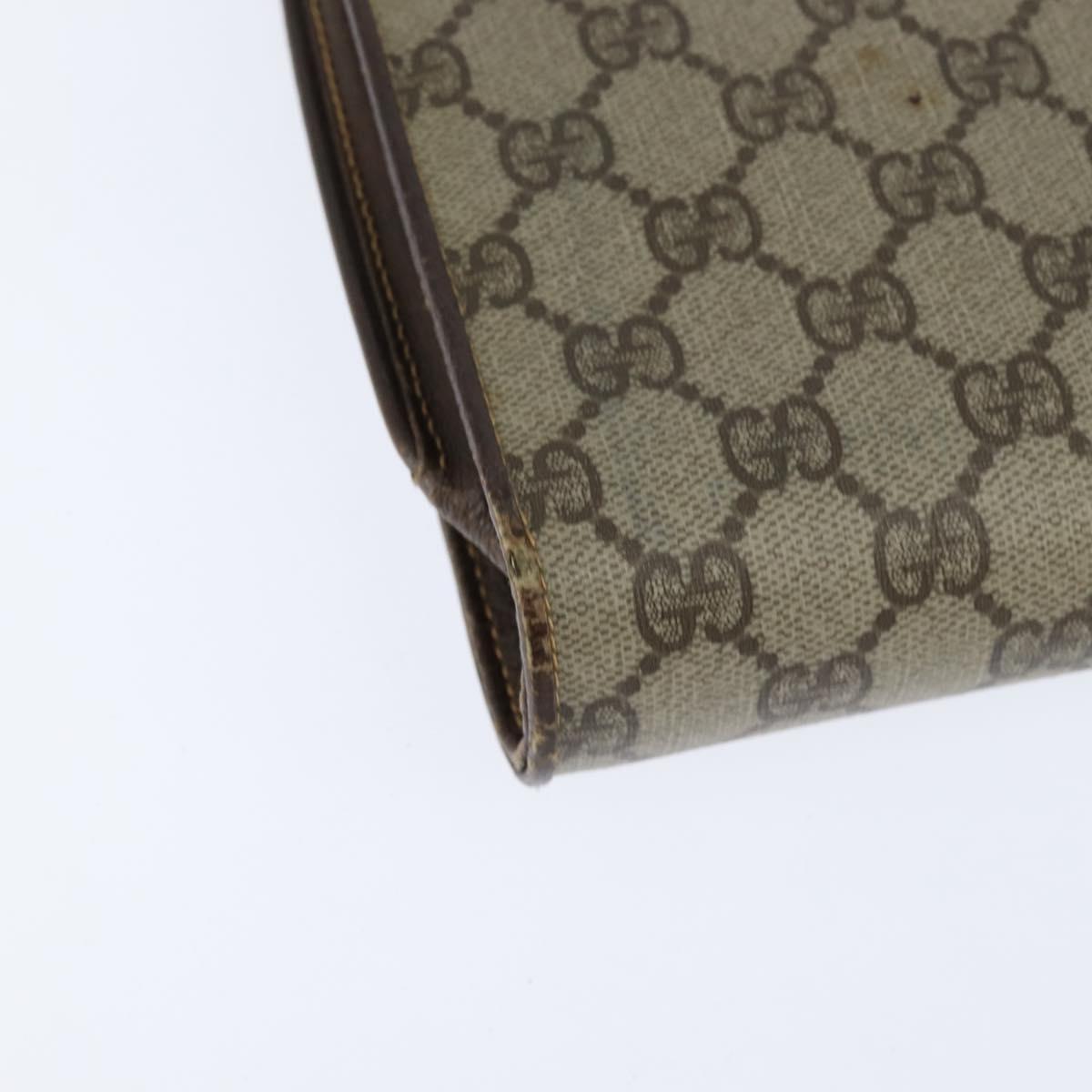 GUCCI GG Supreme Shoulder Bag PVC Beige Gold Auth BA7249