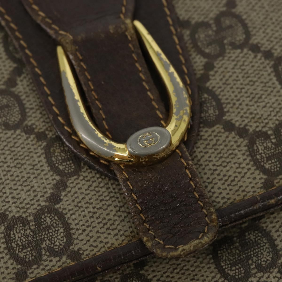 GUCCI GG Supreme Shoulder Bag PVC Beige Gold Auth BA7249