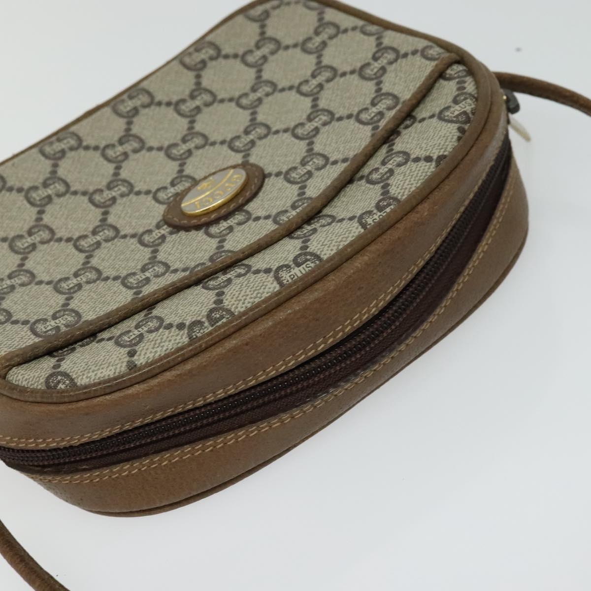 GUCCI GG Plus Supreme Shoulder Bag PVC Beige Auth BA725