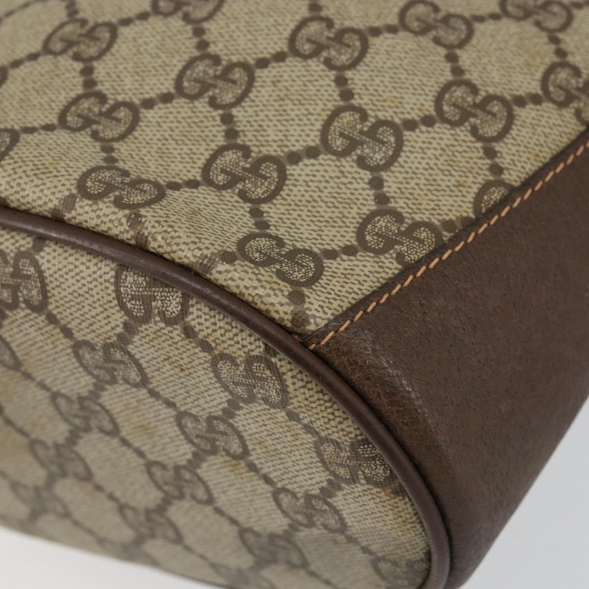 GUCCI GG Supreme Web Sherry Line Bag PVC Leather Beige 40 02 081 Auth BA7253