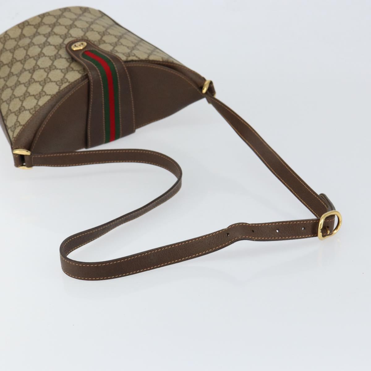 GUCCI GG Supreme Web Sherry Line Bag PVC Leather Beige 40 02 081 Auth BA7253