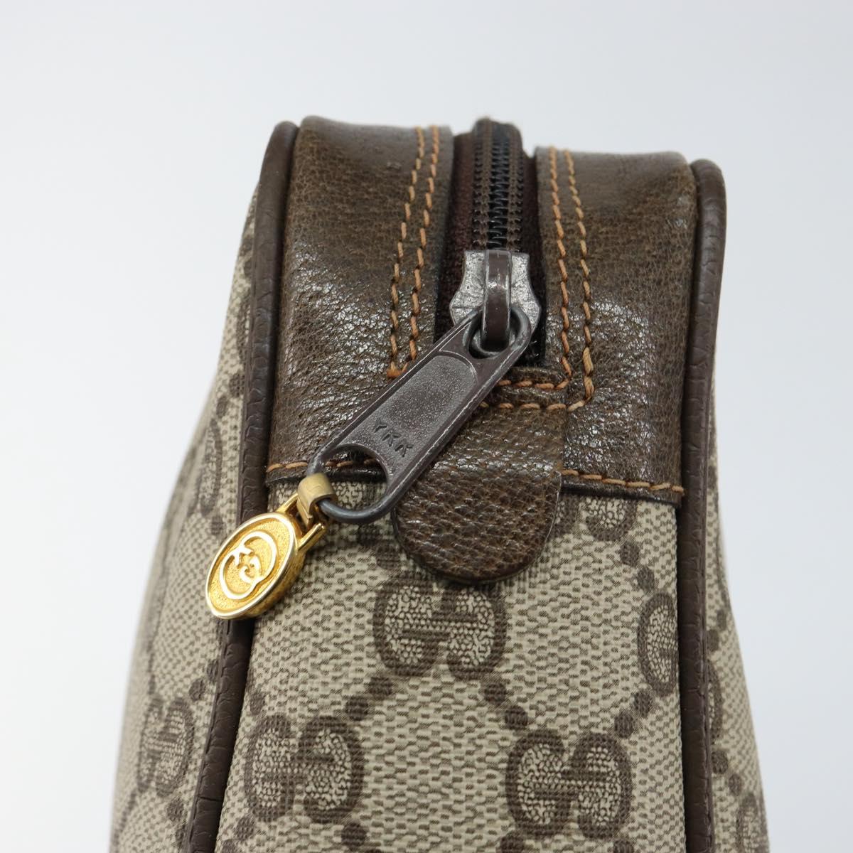 GUCCI GG Supreme Web Sherry Line Clutch Bag PVC Beige Auth BA7254