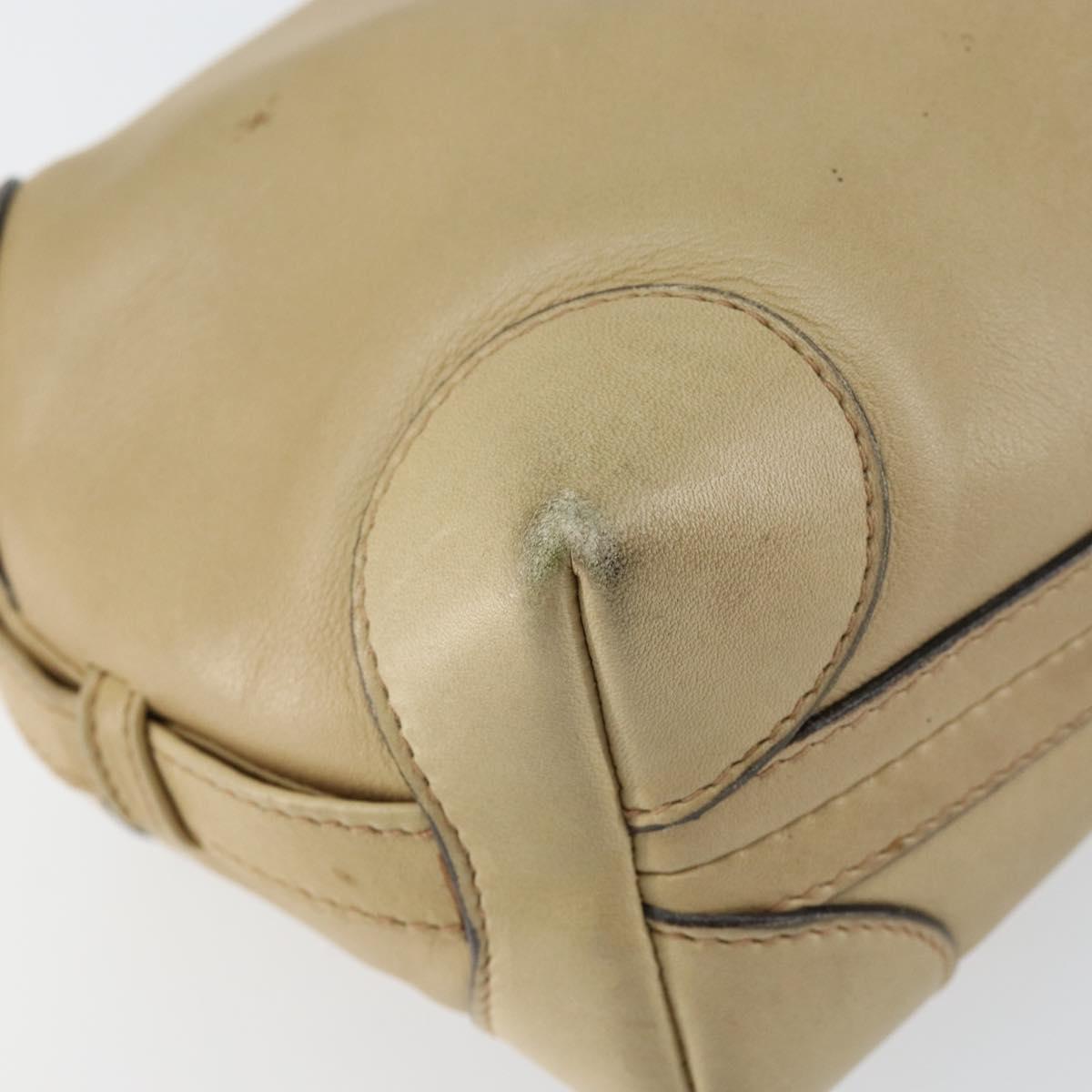 GUCCI Shoulder Bag Leather Beige Gold 67 01 5294 Auth BA7259