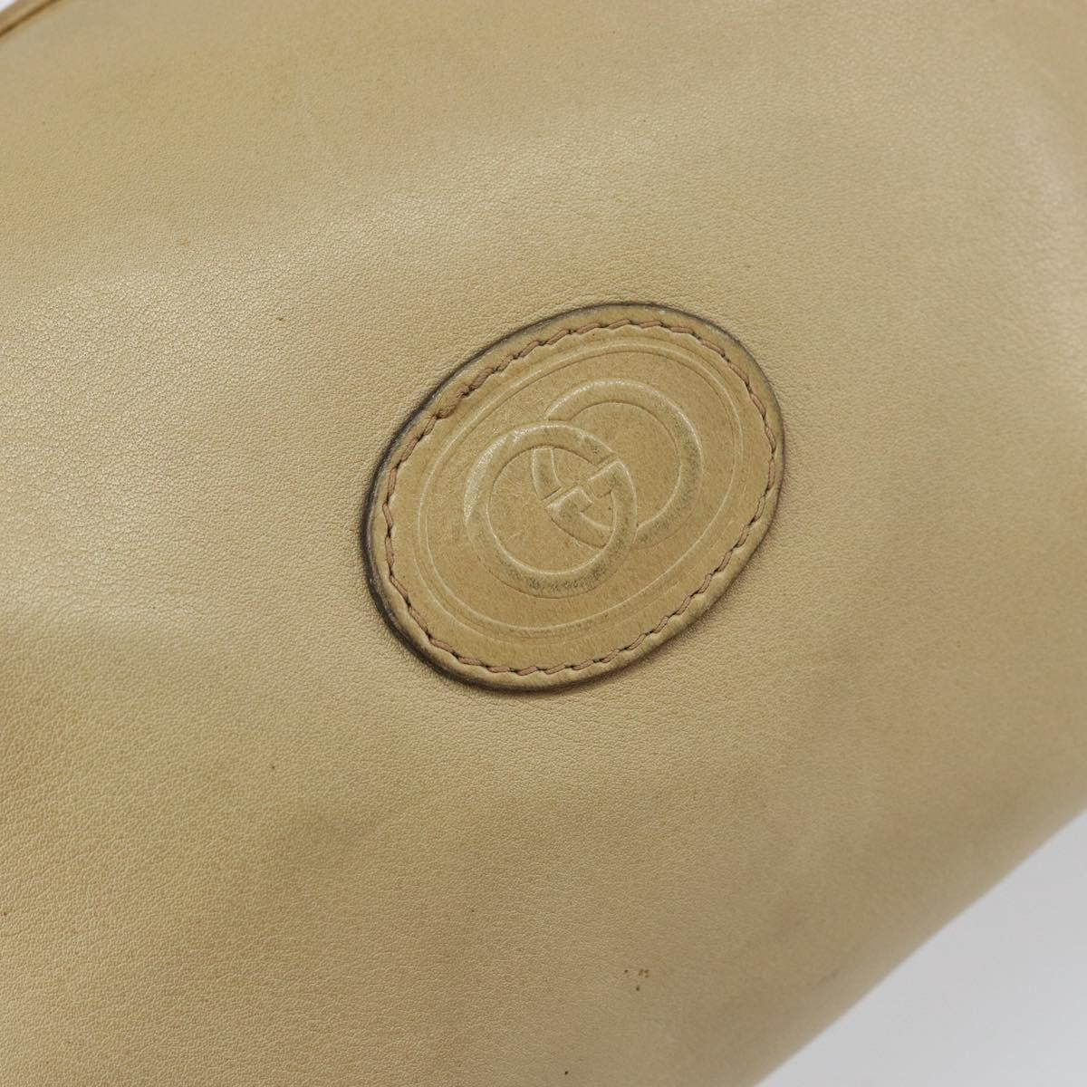GUCCI Shoulder Bag Leather Beige Gold 67 01 5294 Auth BA7259