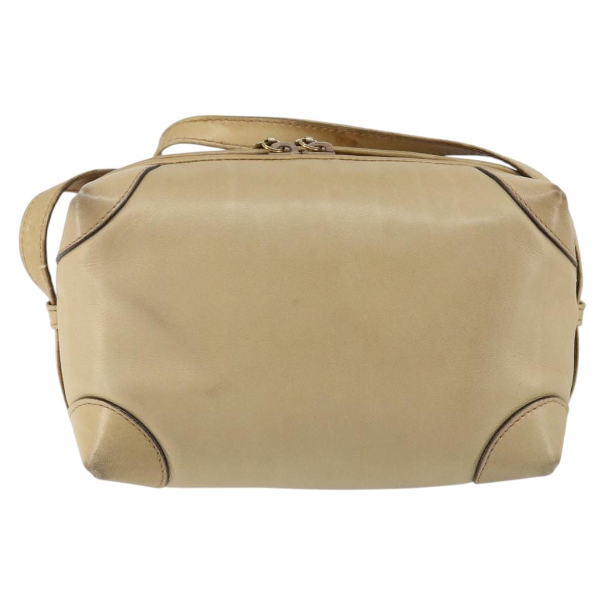 GUCCI Shoulder Bag Leather Beige Gold 67 01 5294 Auth BA7259