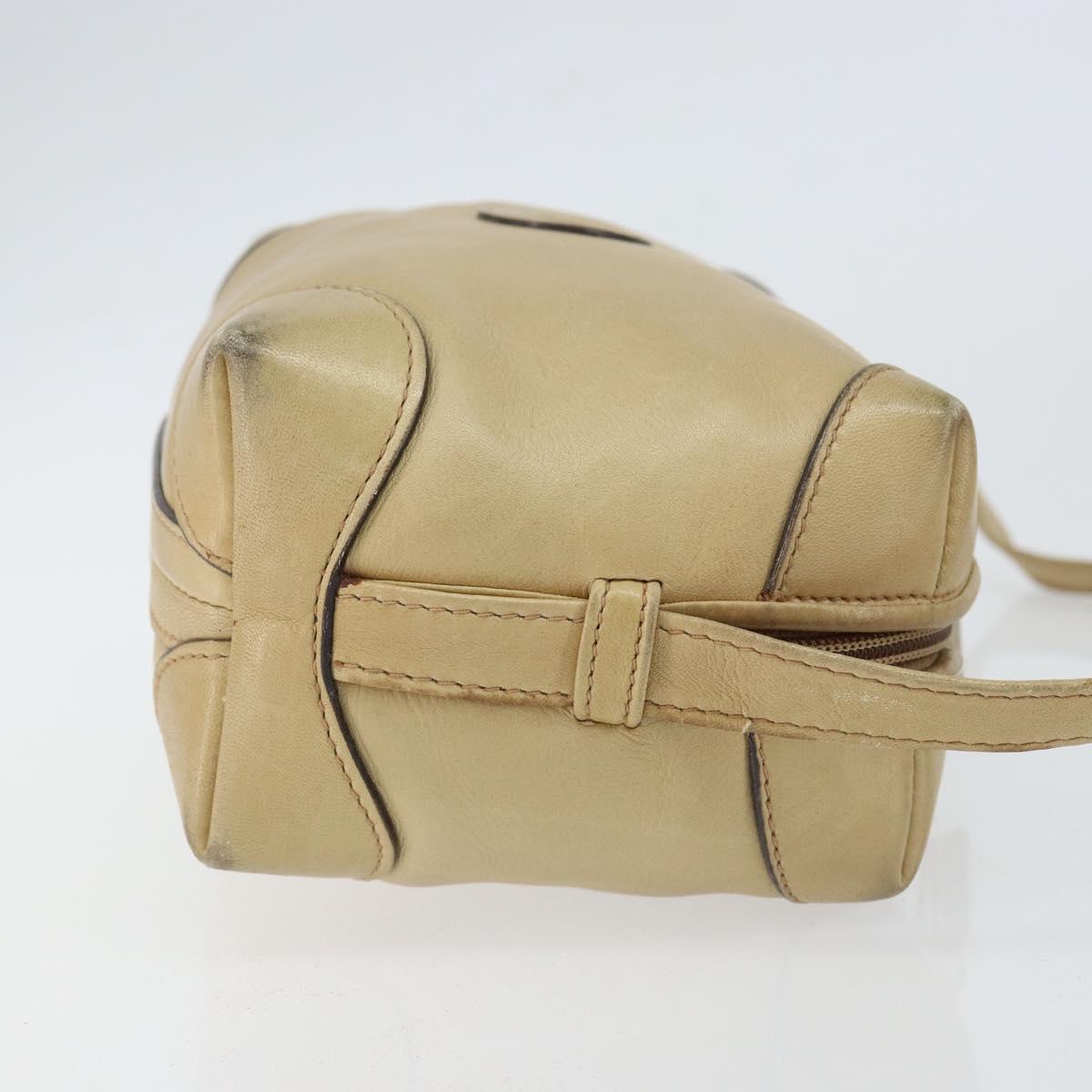 GUCCI Shoulder Bag Leather Beige Gold 67 01 5294 Auth BA7259