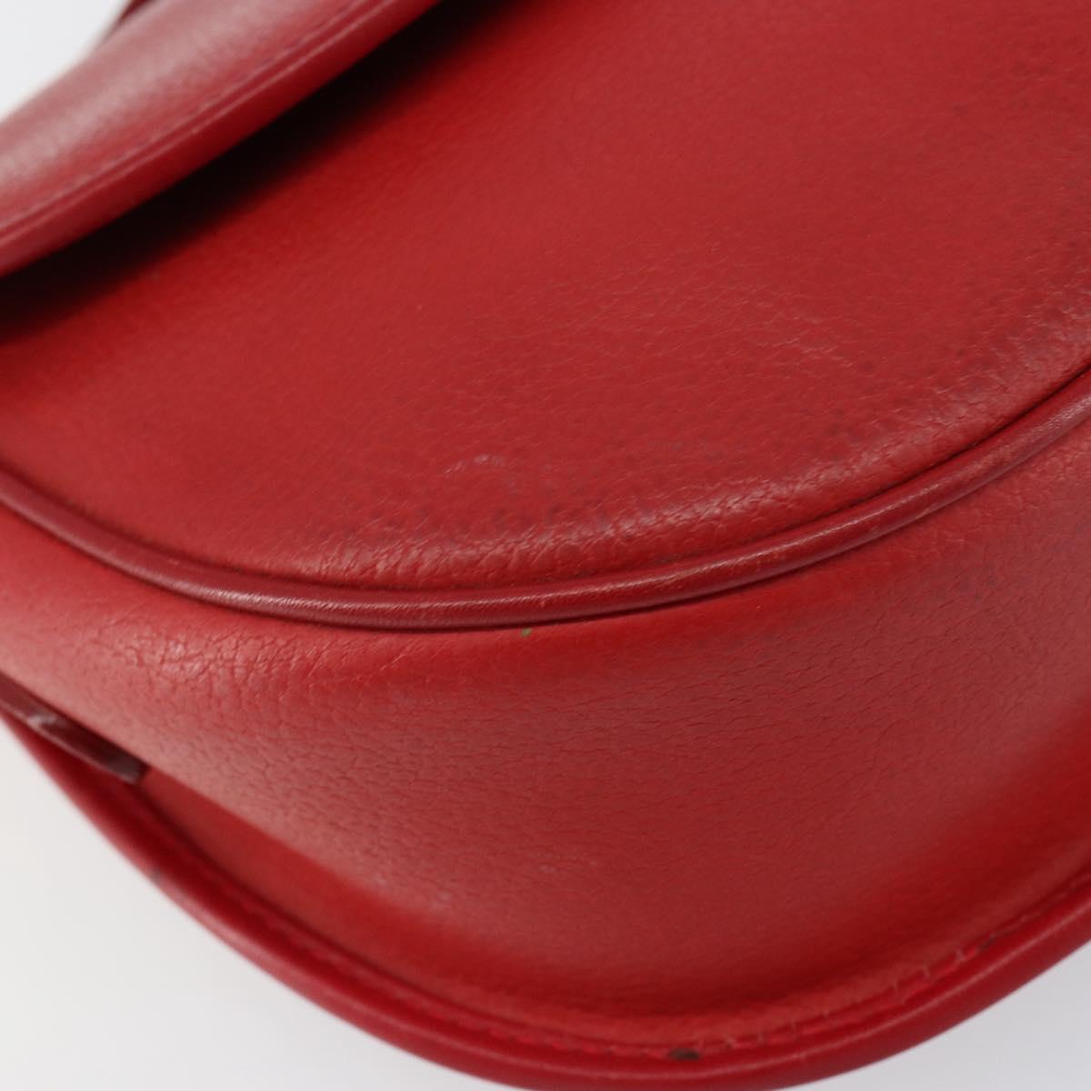 GUCCI Shoulder Bag Leather Red Gold 007 58 0074 Auth BA7260