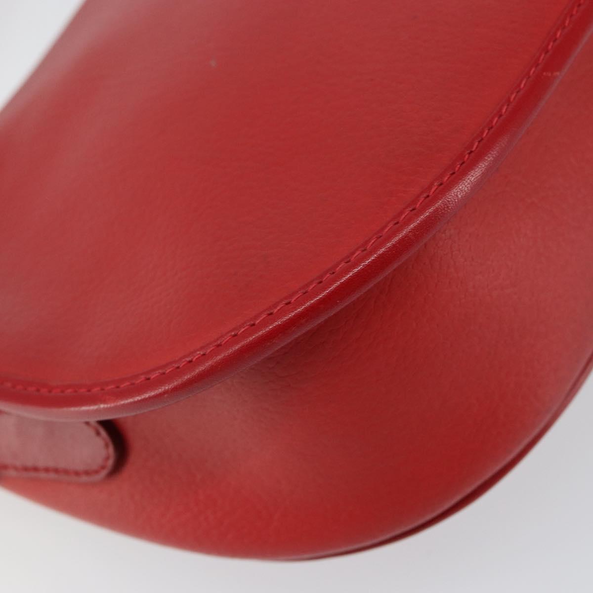 GUCCI Shoulder Bag Leather Red Gold 007 58 0074 Auth BA7260