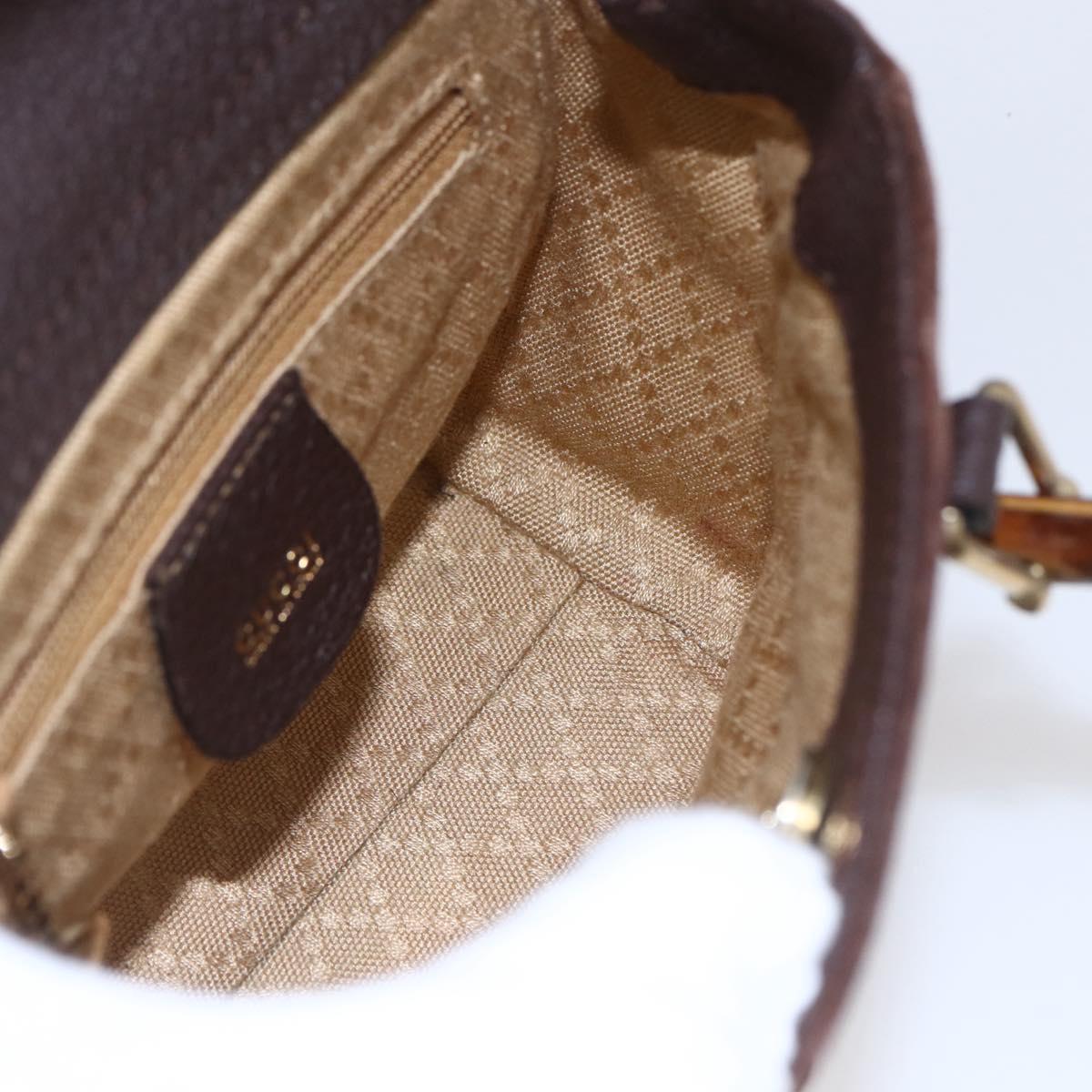 GUCCI Bamboo Hand Bag Suede 2way Brown Gold 007 1793 0238 Auth BA7262