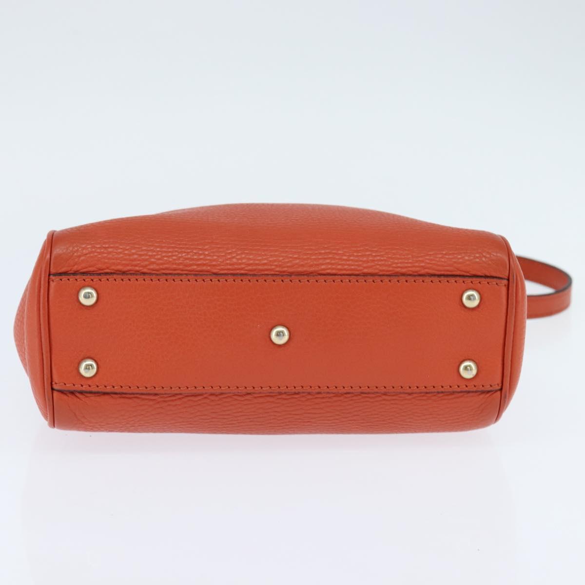 GUCCI Bamboo Hand Bag Leather 2way Orange Gold 368823 Auth BA7264