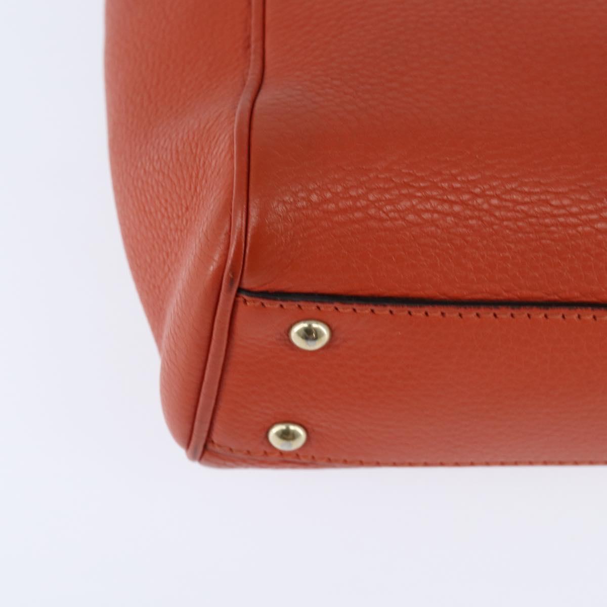 GUCCI Bamboo Hand Bag Leather 2way Orange Gold 368823 Auth BA7264