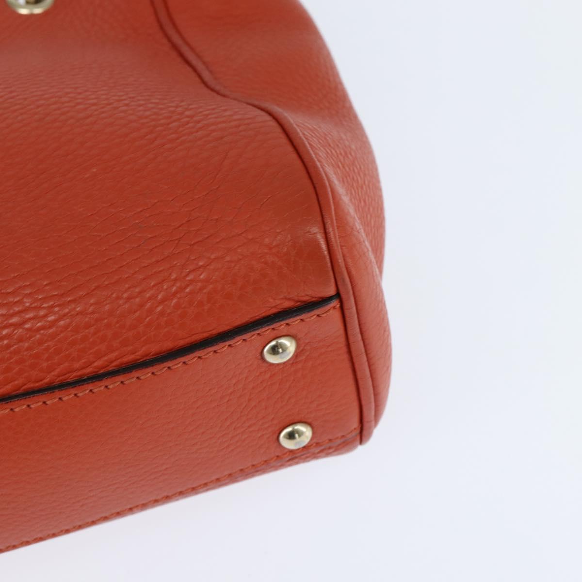 GUCCI Bamboo Hand Bag Leather 2way Orange Gold 368823 Auth BA7264