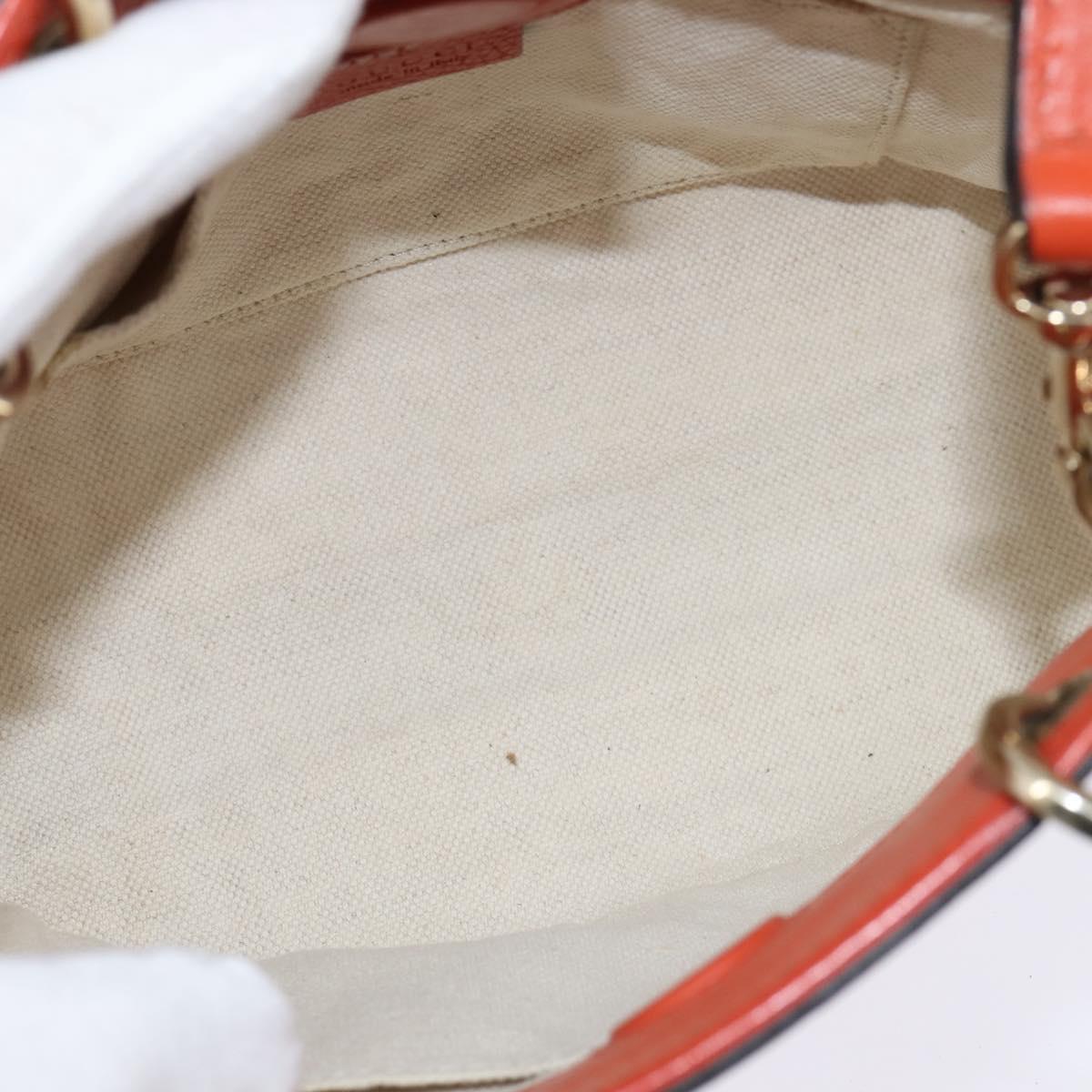 GUCCI Bamboo Hand Bag Leather 2way Orange Gold 368823 Auth BA7264