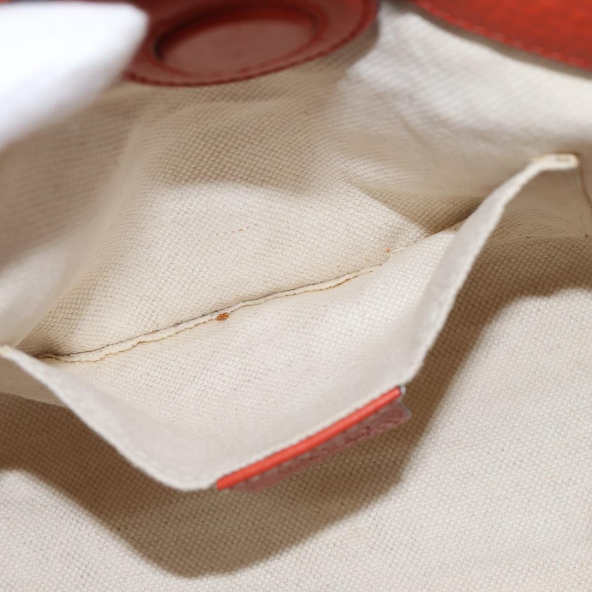 GUCCI Bamboo Hand Bag Leather 2way Orange Gold 368823 Auth BA7264