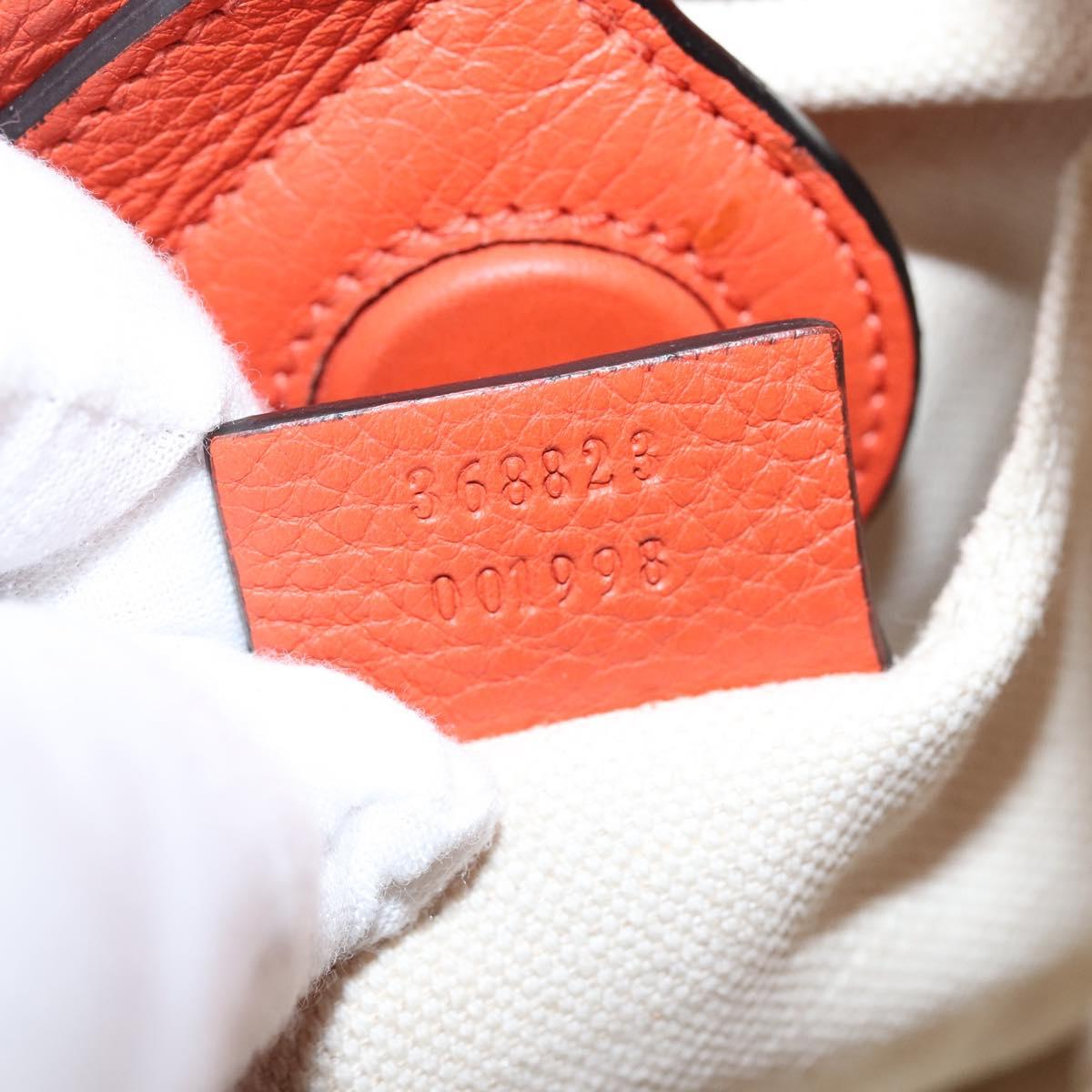 GUCCI Bamboo Hand Bag Leather 2way Orange Gold 368823 Auth BA7264