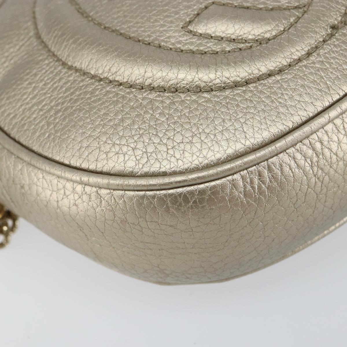 GUCCI Chain Shoulder Bag Leather Gold 353965 Auth BA7267
