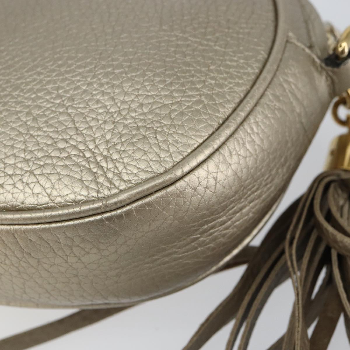 GUCCI Chain Shoulder Bag Leather Gold 353965 Auth BA7267