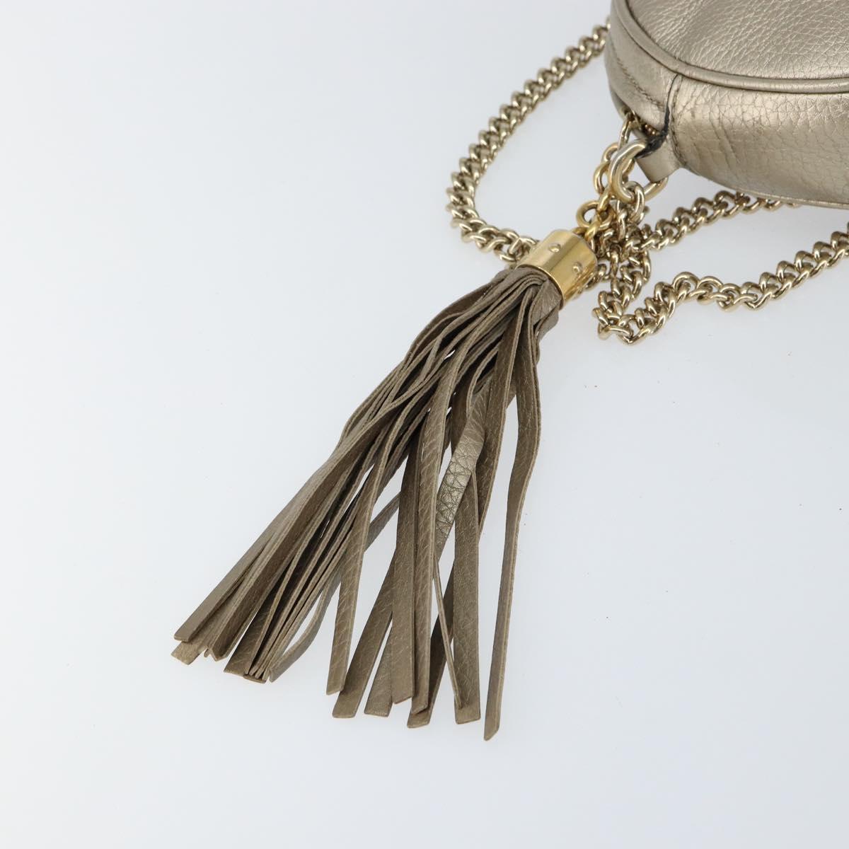 GUCCI Chain Shoulder Bag Leather Gold 353965 Auth BA7267