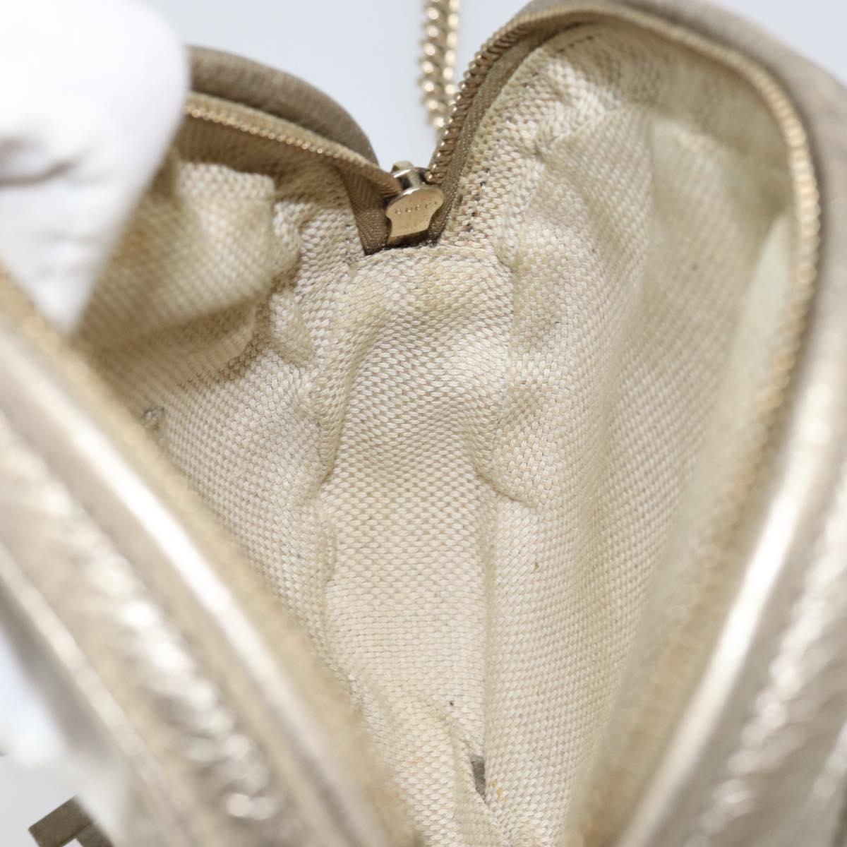 GUCCI Chain Shoulder Bag Leather Gold 353965 Auth BA7267