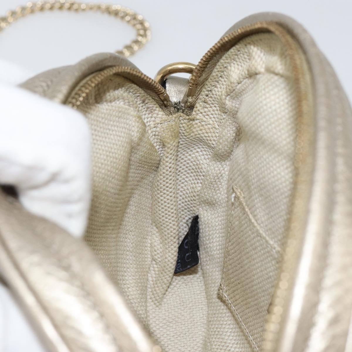 GUCCI Chain Shoulder Bag Leather Gold 353965 Auth BA7267