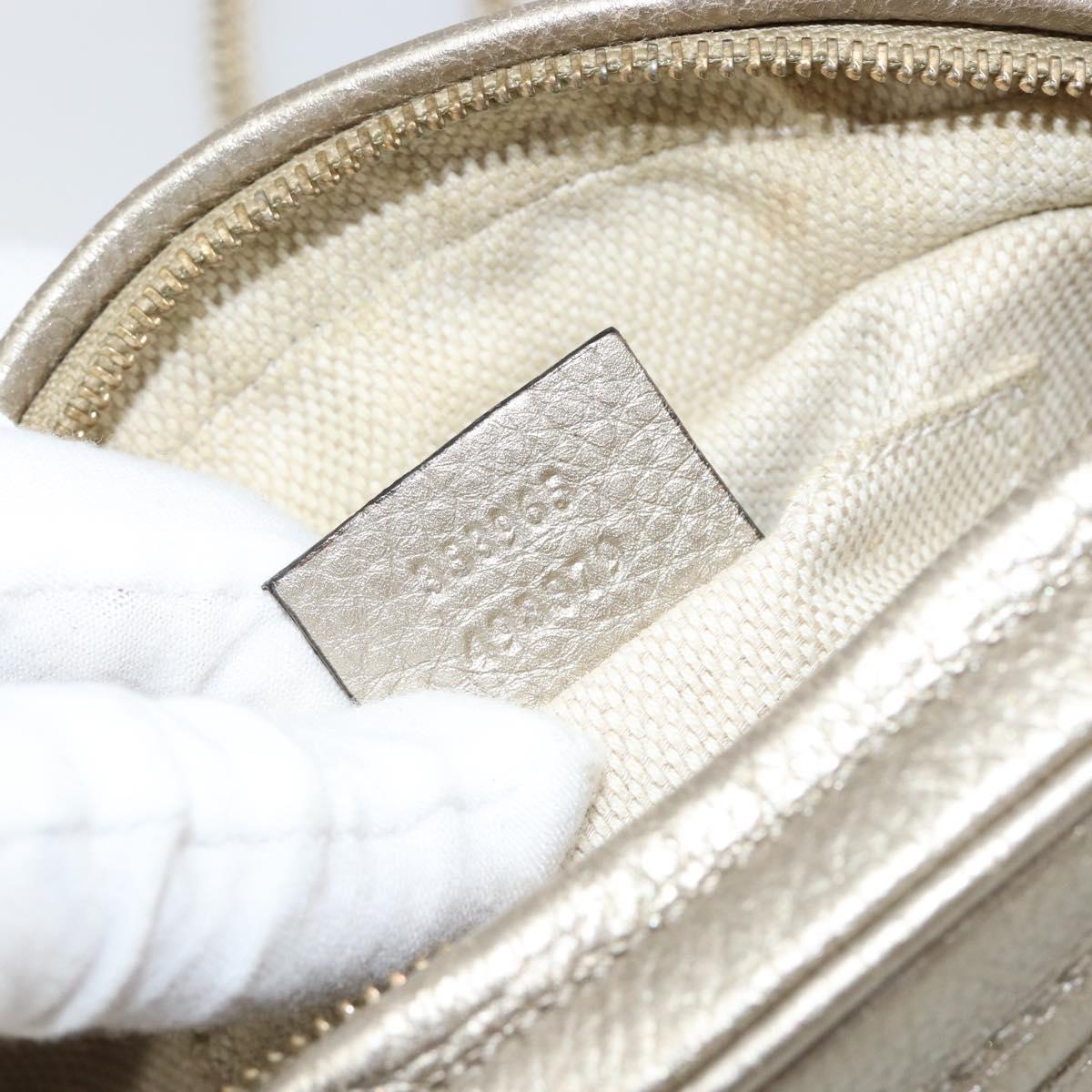 GUCCI Chain Shoulder Bag Leather Gold 353965 Auth BA7267