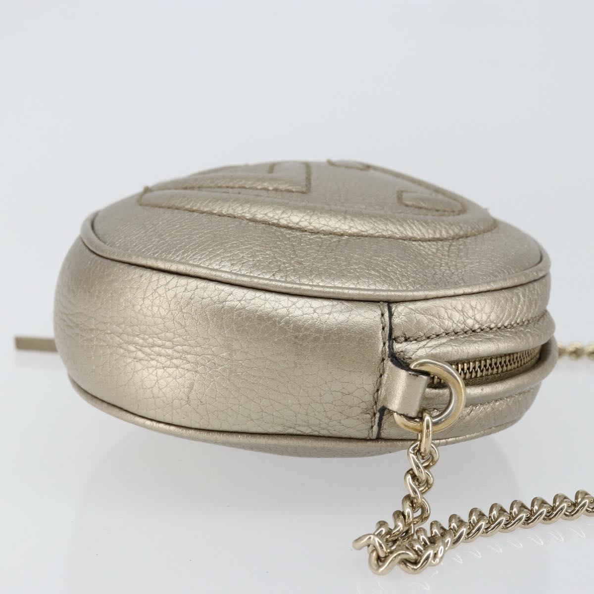 GUCCI Chain Shoulder Bag Leather Gold 353965 Auth BA7267