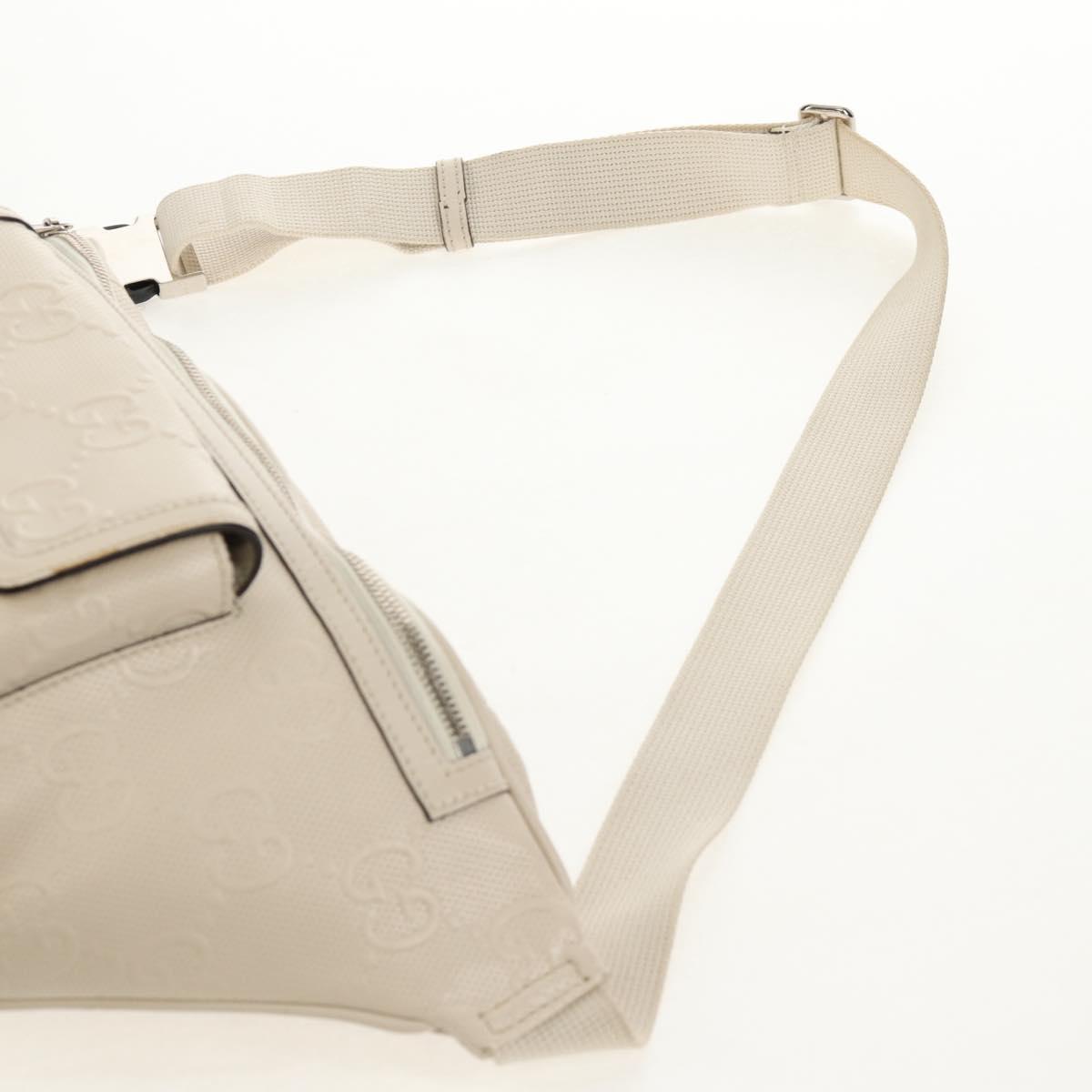 GUCCI GG Emboss Body Bag White Silver 645093 Auth BA7268M