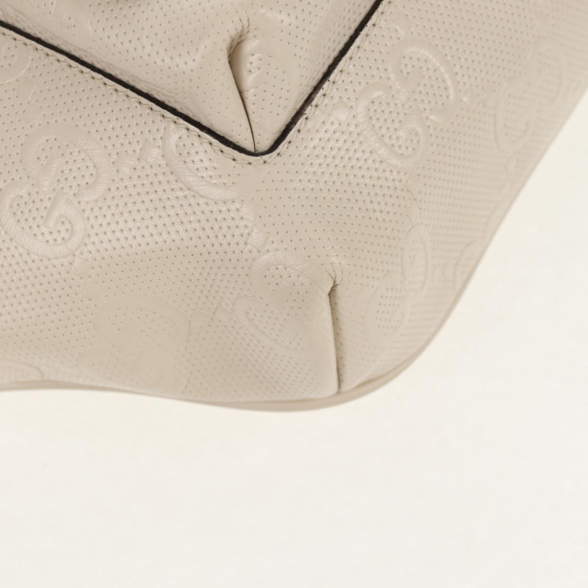 GUCCI GG Emboss Body Bag White Silver 645093 Auth BA7268M