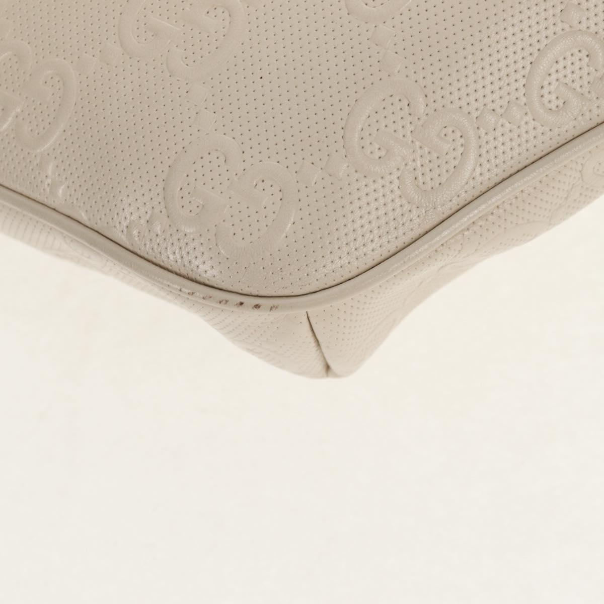 GUCCI GG Emboss Body Bag White Silver 645093 Auth BA7268M