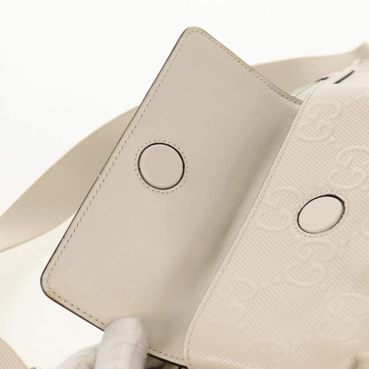 GUCCI GG Emboss Body Bag White Silver 645093 Auth BA7268M