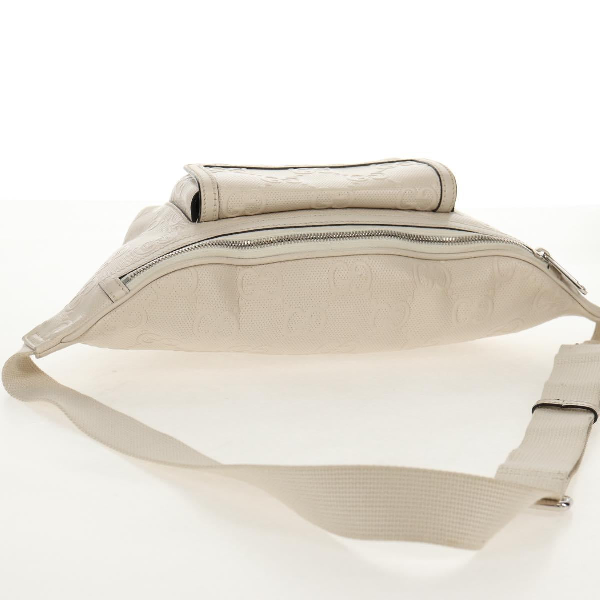 GUCCI GG Emboss Body Bag White Silver 645093 Auth BA7268M