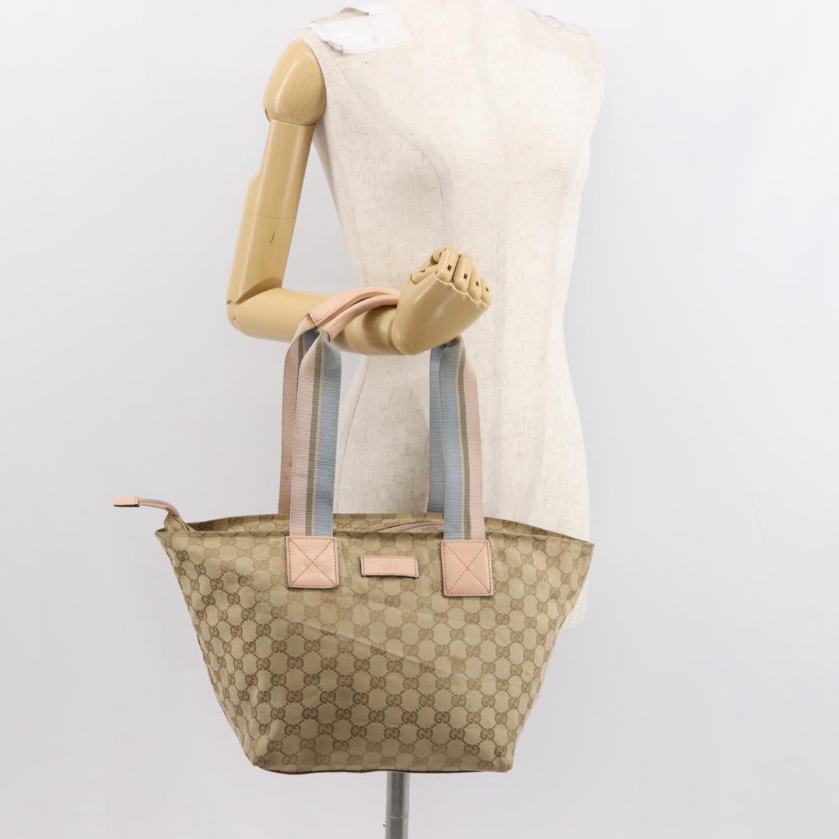 GUCCI GG Canvas Tote Bag Beige Gold 131230 Auth BA7274