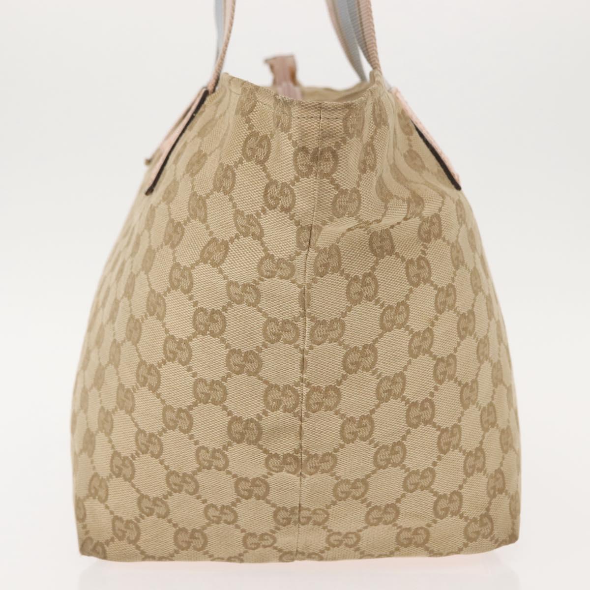 GUCCI GG Canvas Tote Bag Beige Gold 131230 Auth BA7274