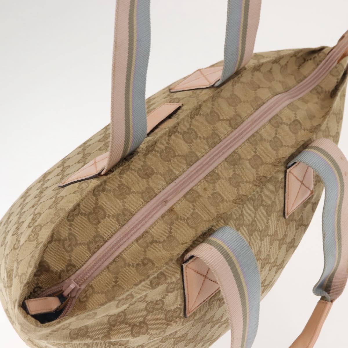 GUCCI GG Canvas Tote Bag Beige Gold 131230 Auth BA7274