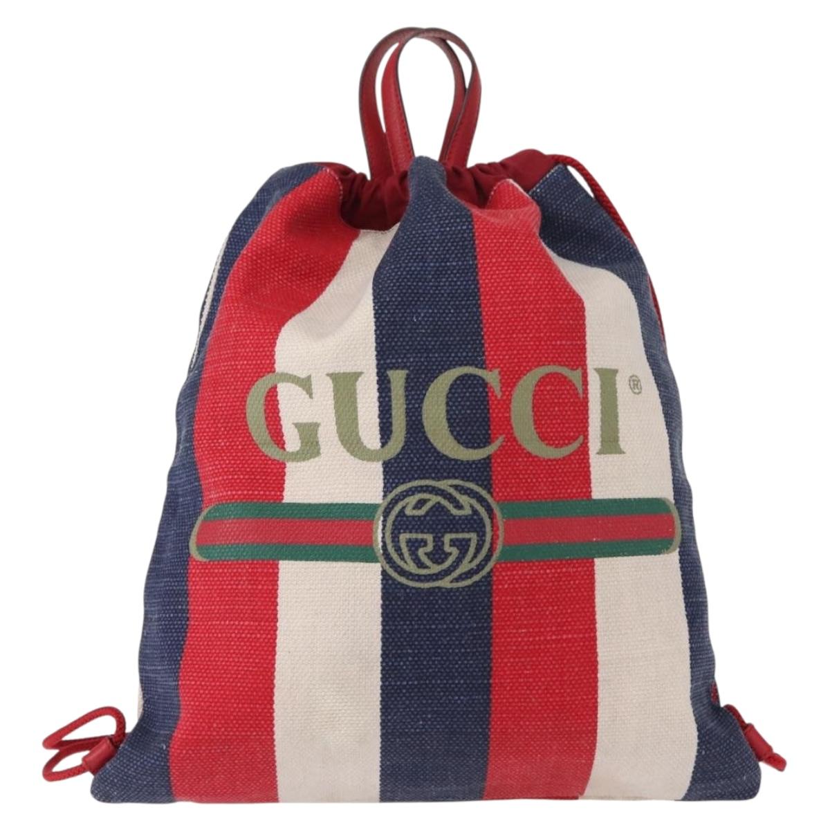 GUCCI Backpack Canvas Blue Red 473872 Auth BA7277