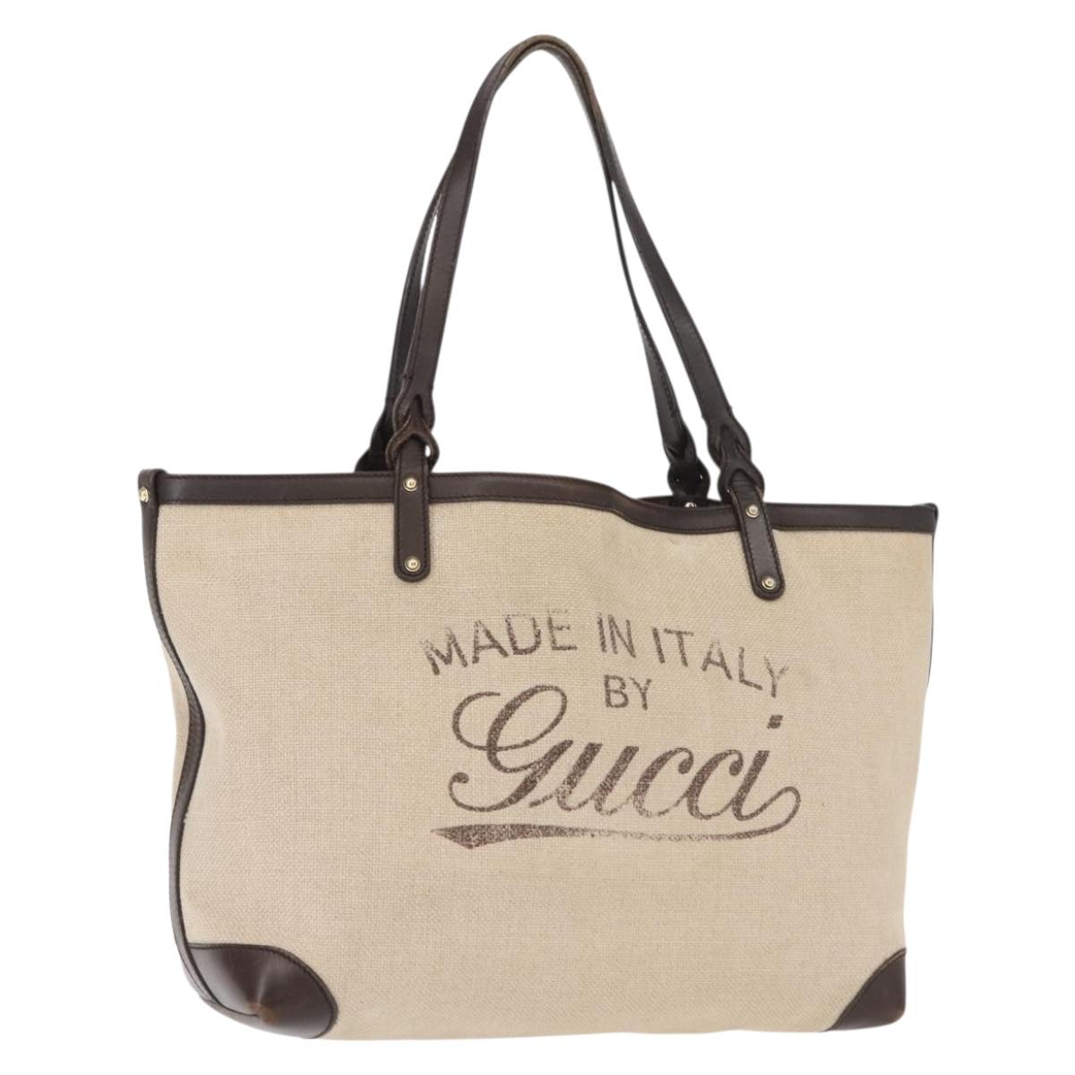 GUCCI Tote Bag Canvas Beige Gold 247209 Auth BA7278